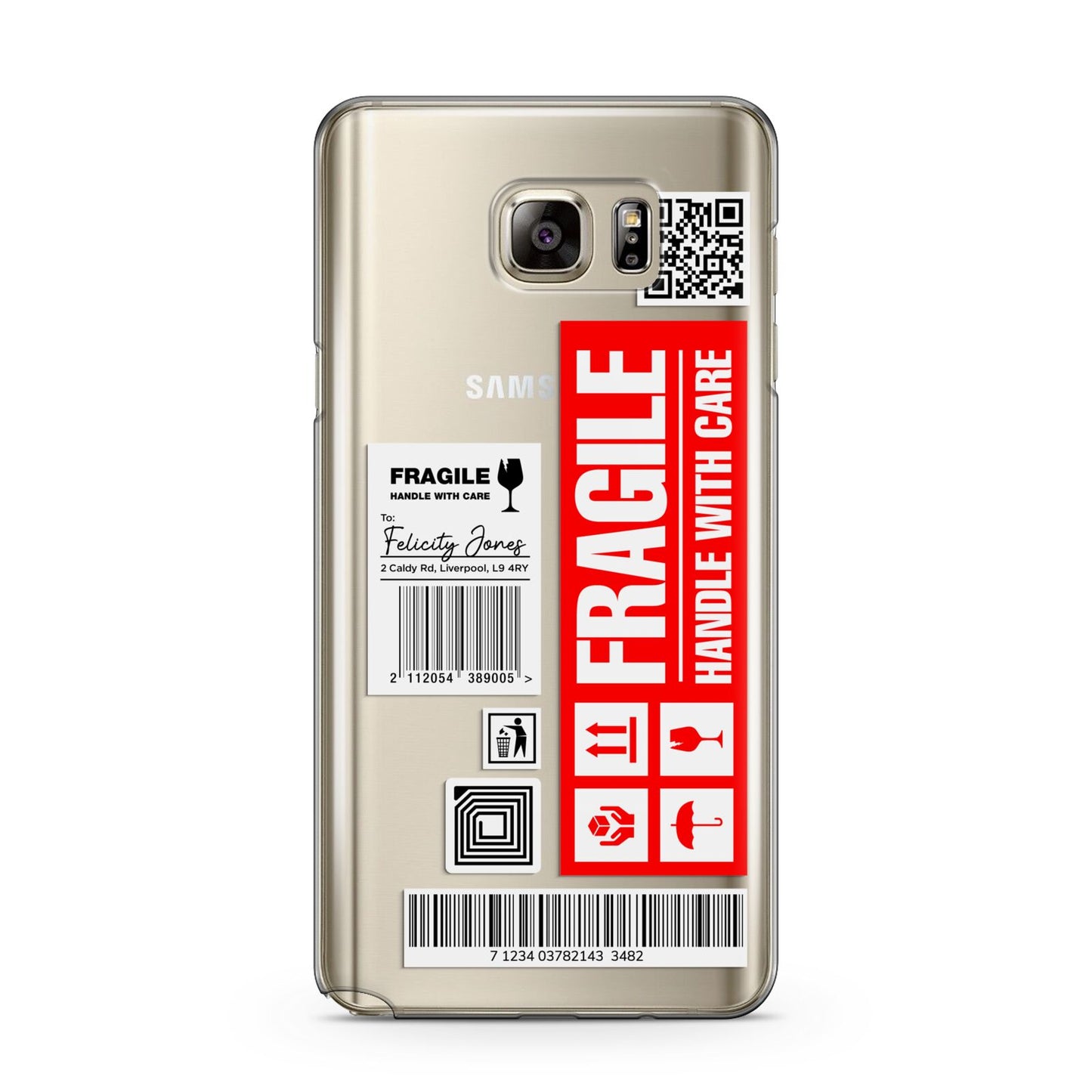 Fragile Parcel Labels with Name Samsung Galaxy Note 5 Case