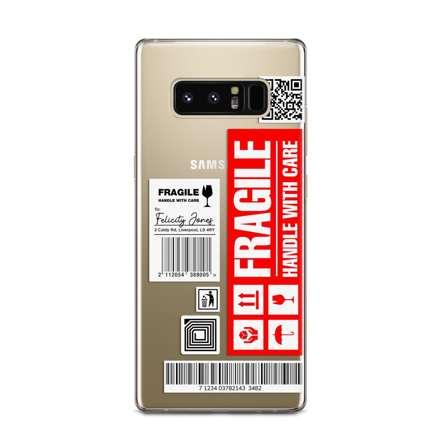 Fragile Parcel Labels with Name Samsung Galaxy Note 8 Case