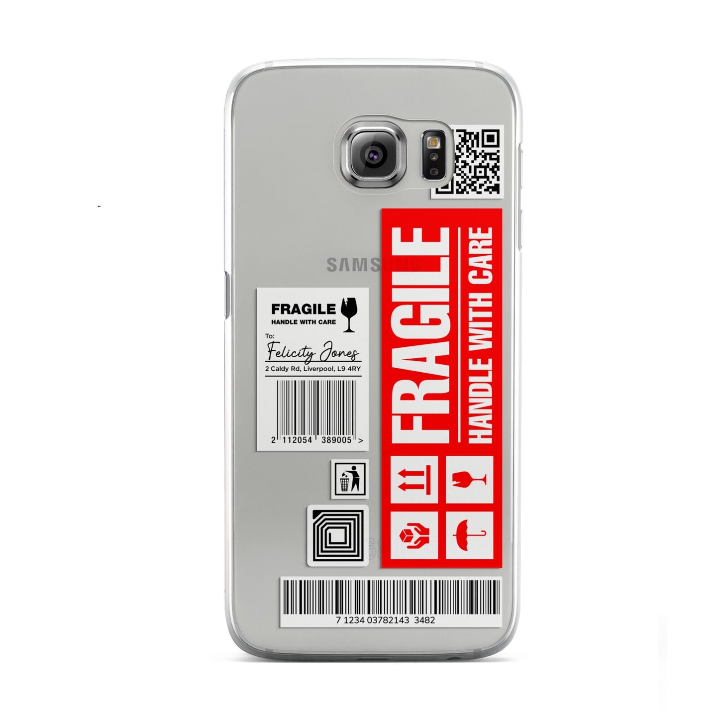 Fragile Parcel Labels with Name Samsung Galaxy S6 Case