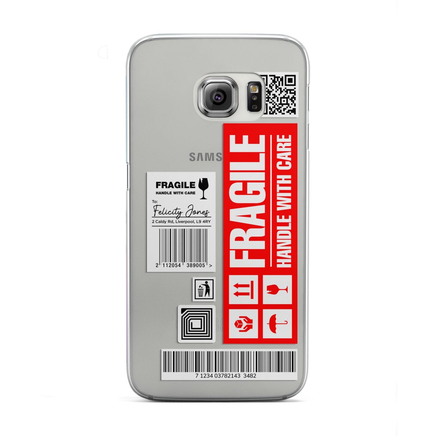 Fragile Parcel Labels with Name Samsung Galaxy S6 Edge Case