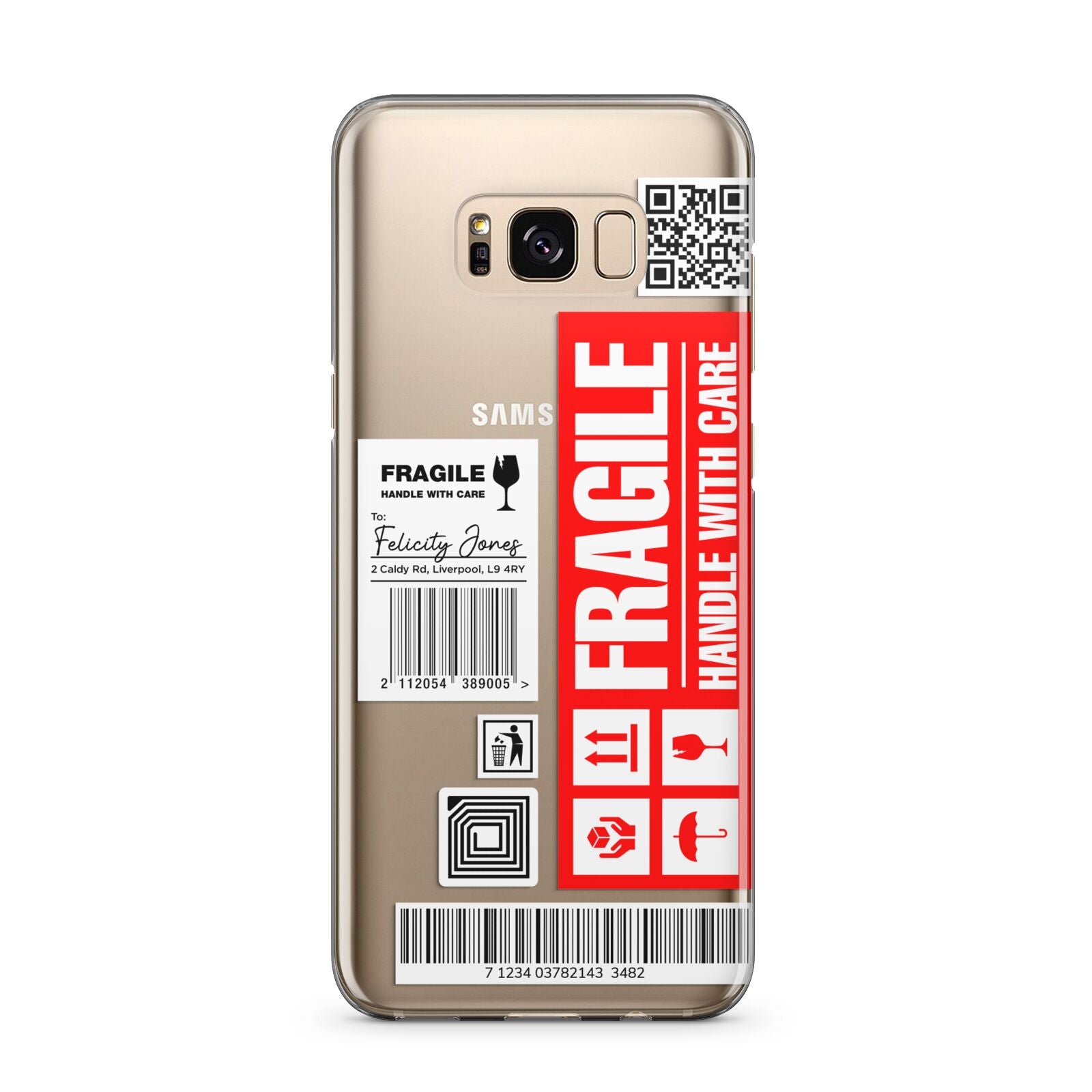 Fragile Parcel Labels with Name Samsung Galaxy S8 Plus Case