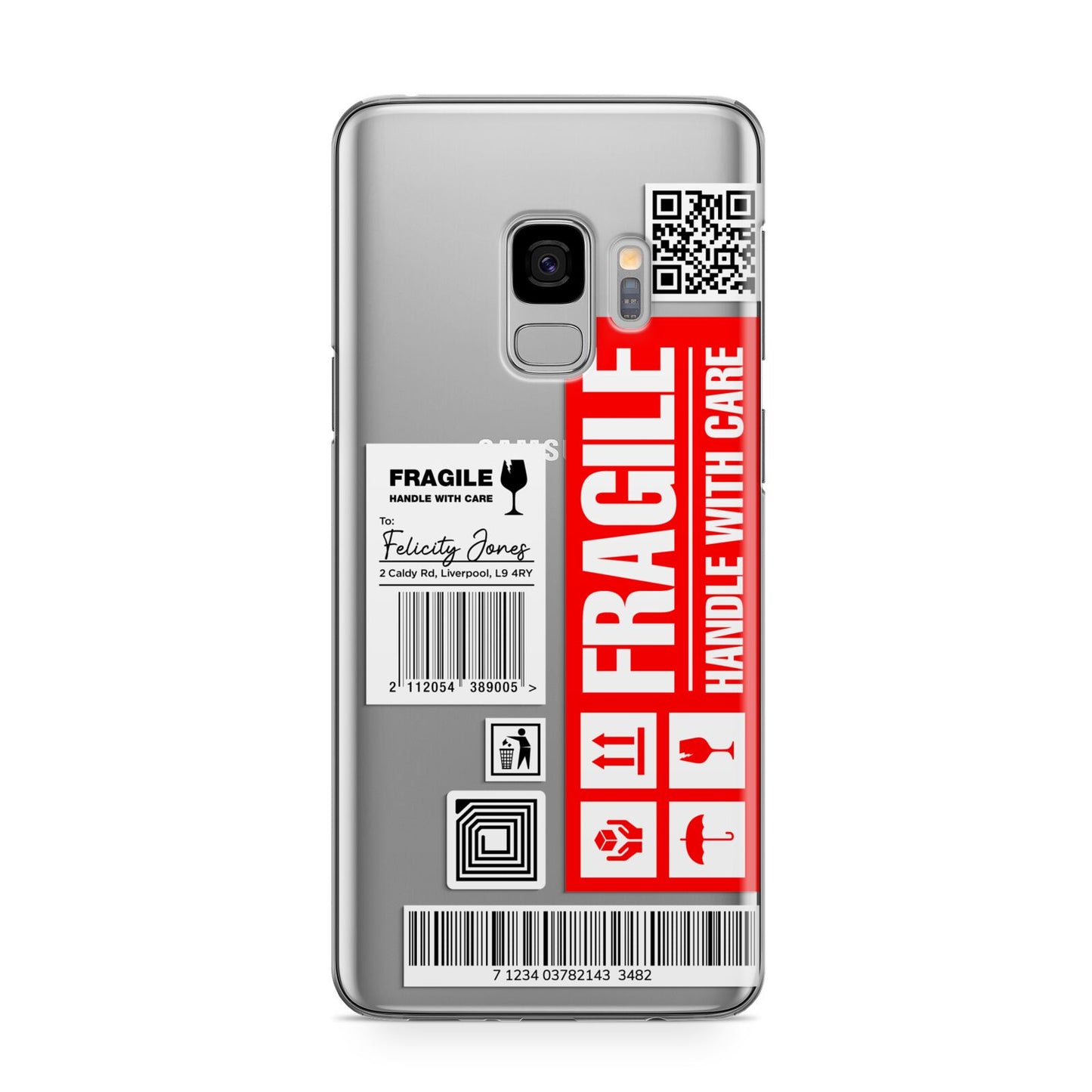 Fragile Parcel Labels with Name Samsung Galaxy S9 Case