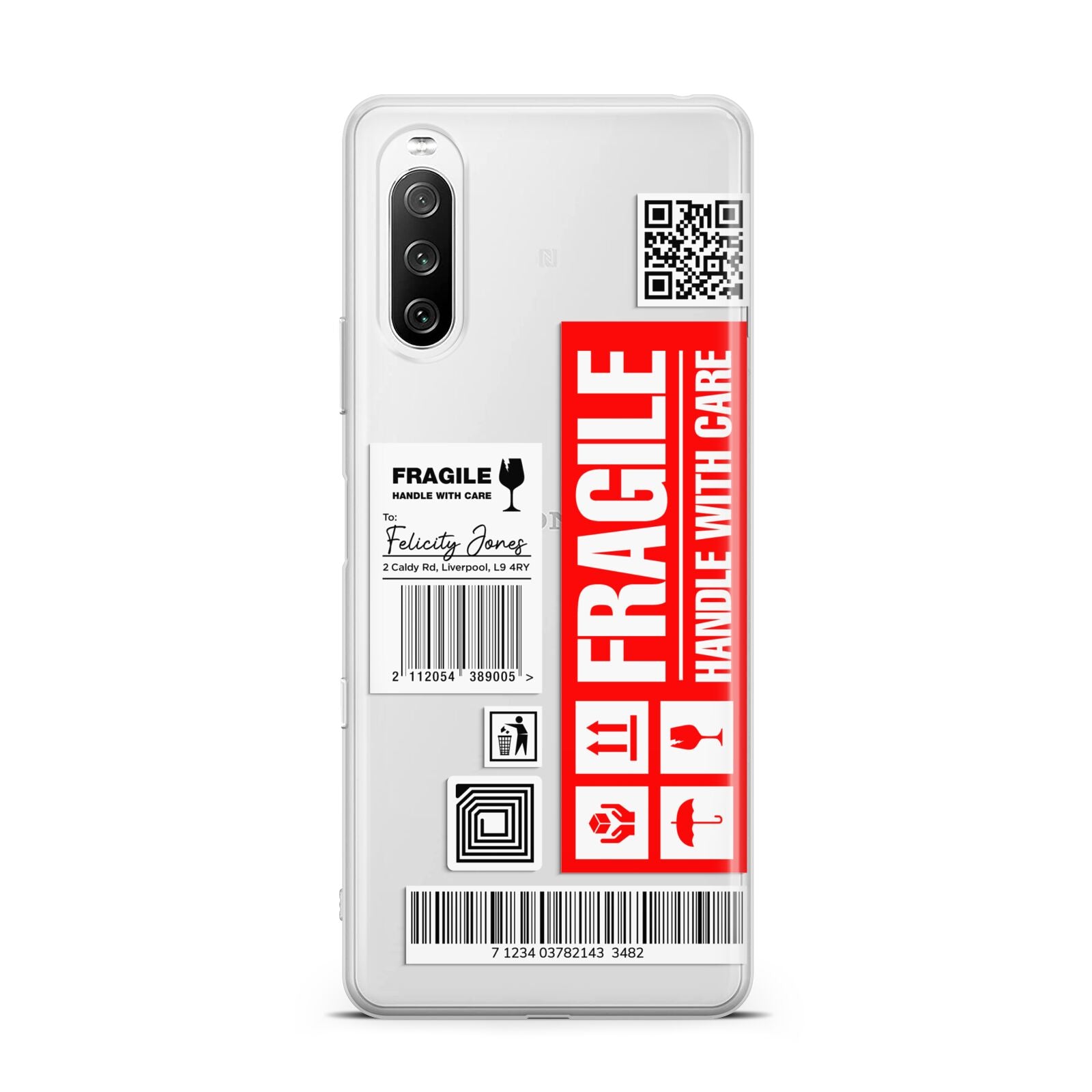 Fragile Parcel Labels with Name Sony Xperia 10 III Case