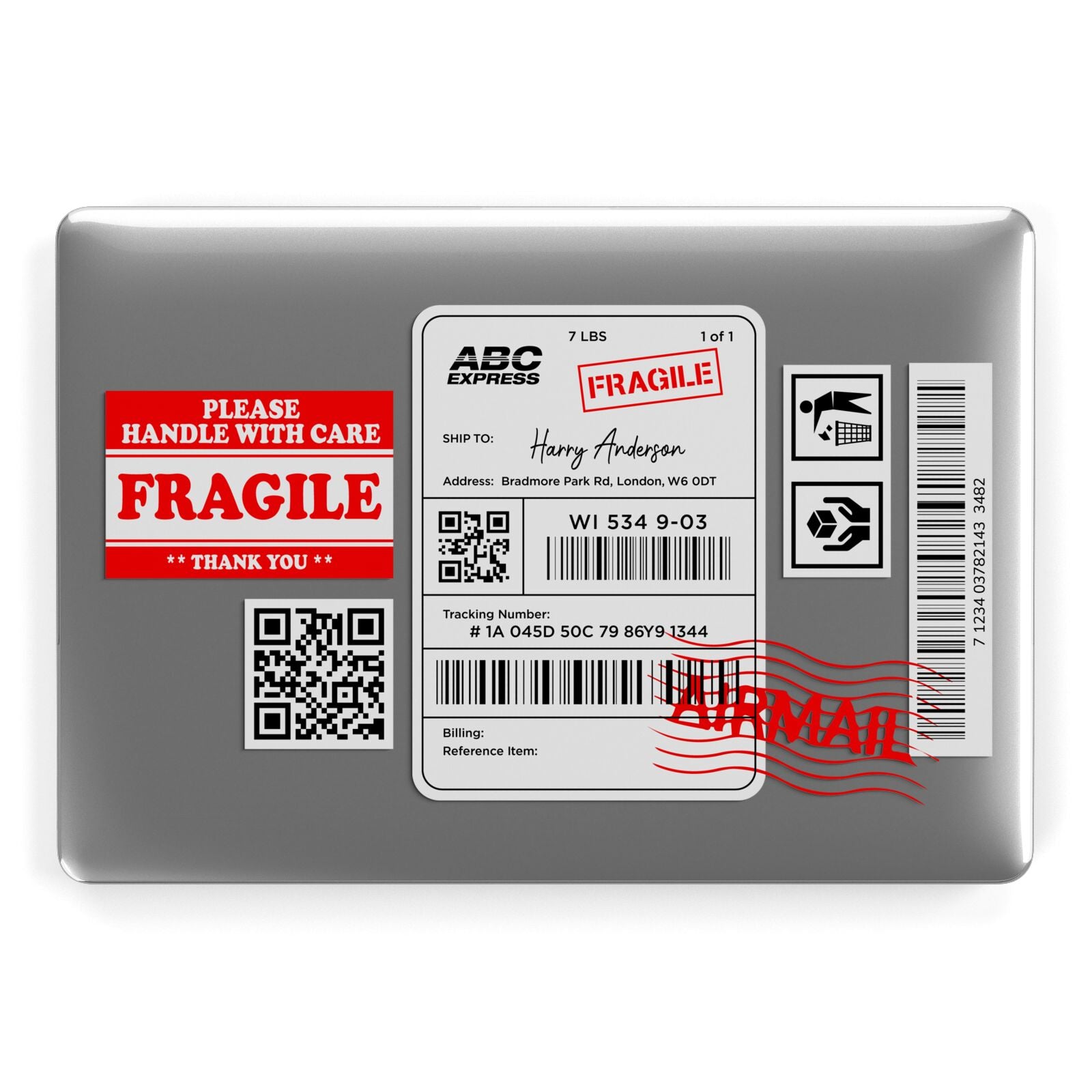 Fragile Parcel Stickers with Name Apple MacBook Case