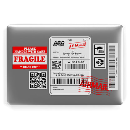 Fragile Parcel Stickers with Name Apple MacBook Case