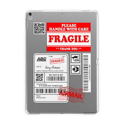 Fragile Parcel Stickers with Name Apple iPad Silver Case