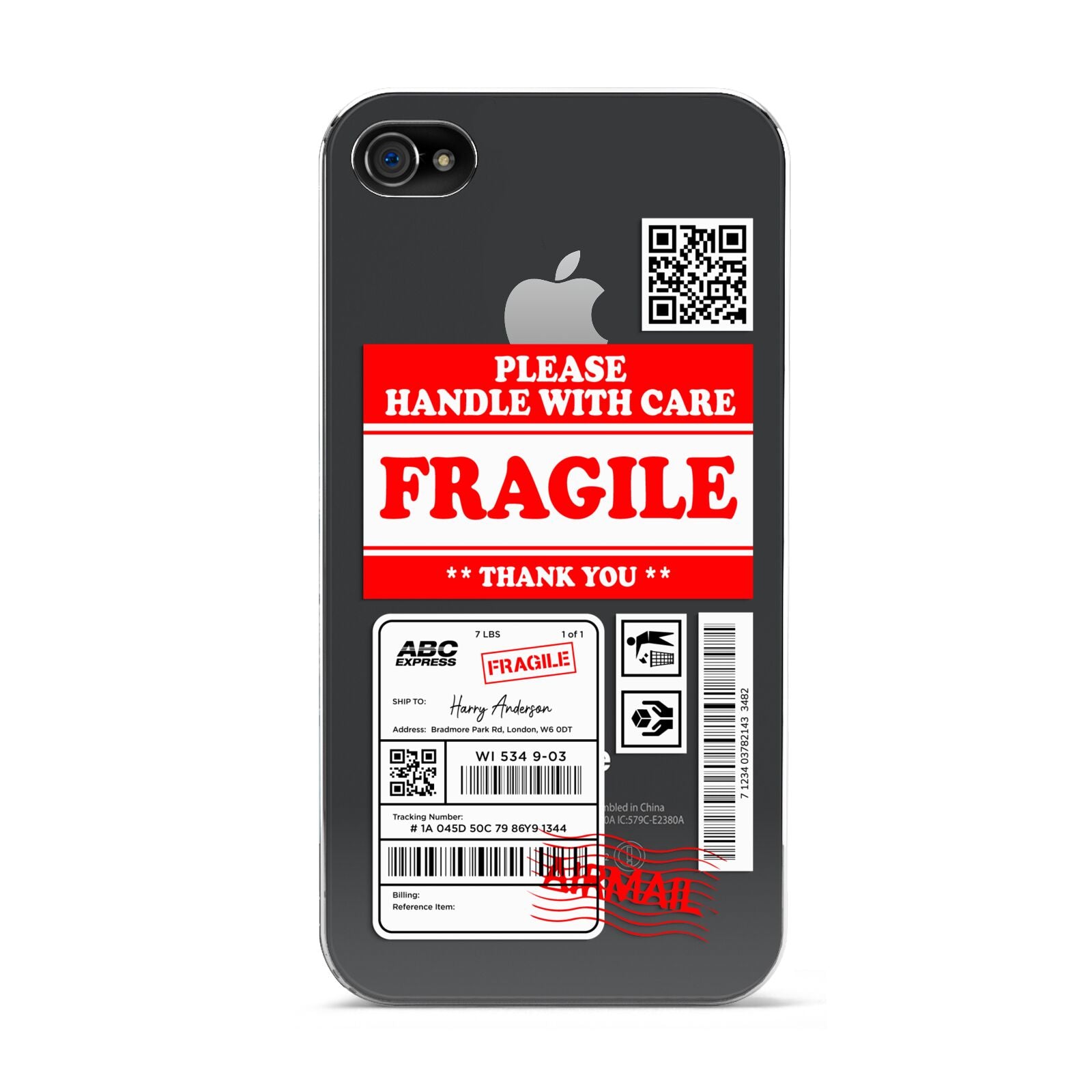 Fragile Parcel Stickers with Name Apple iPhone 4s Case