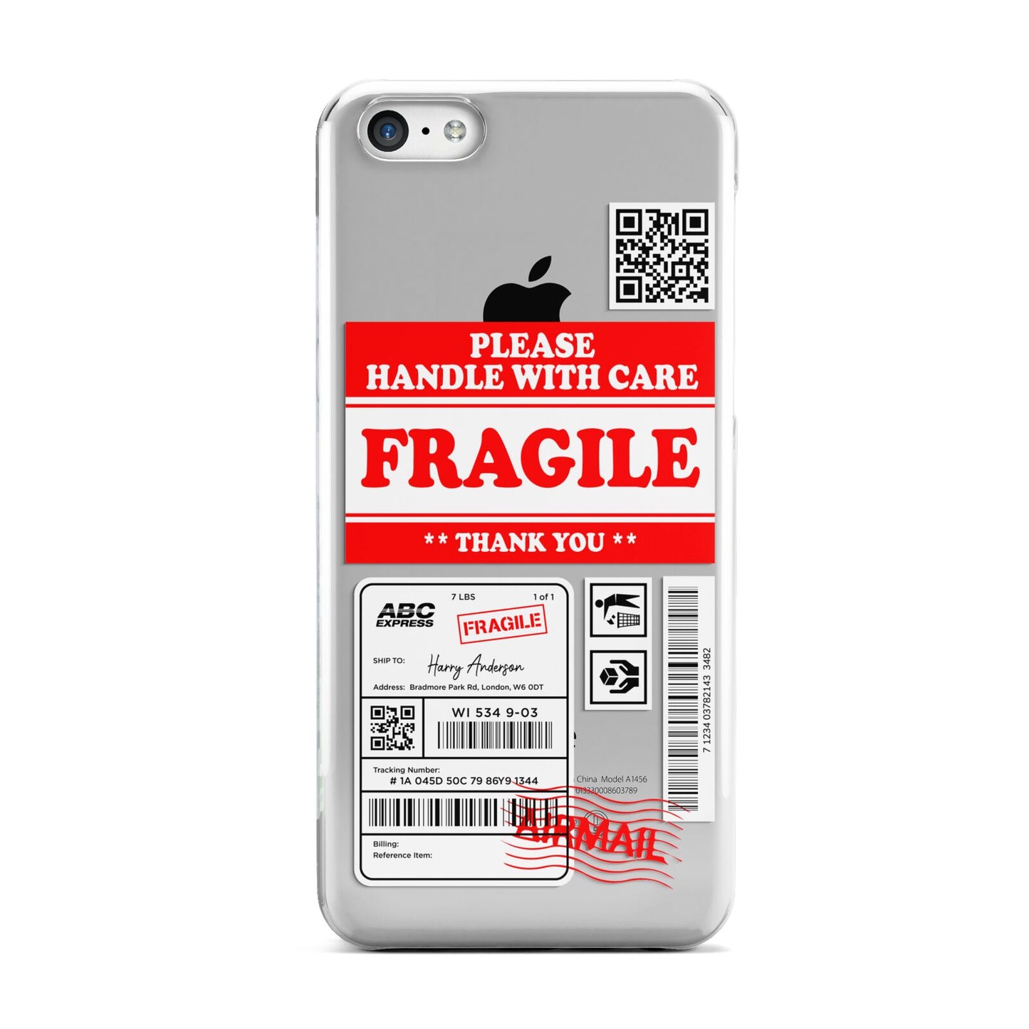 Fragile Parcel Stickers with Name Apple iPhone 5c Case