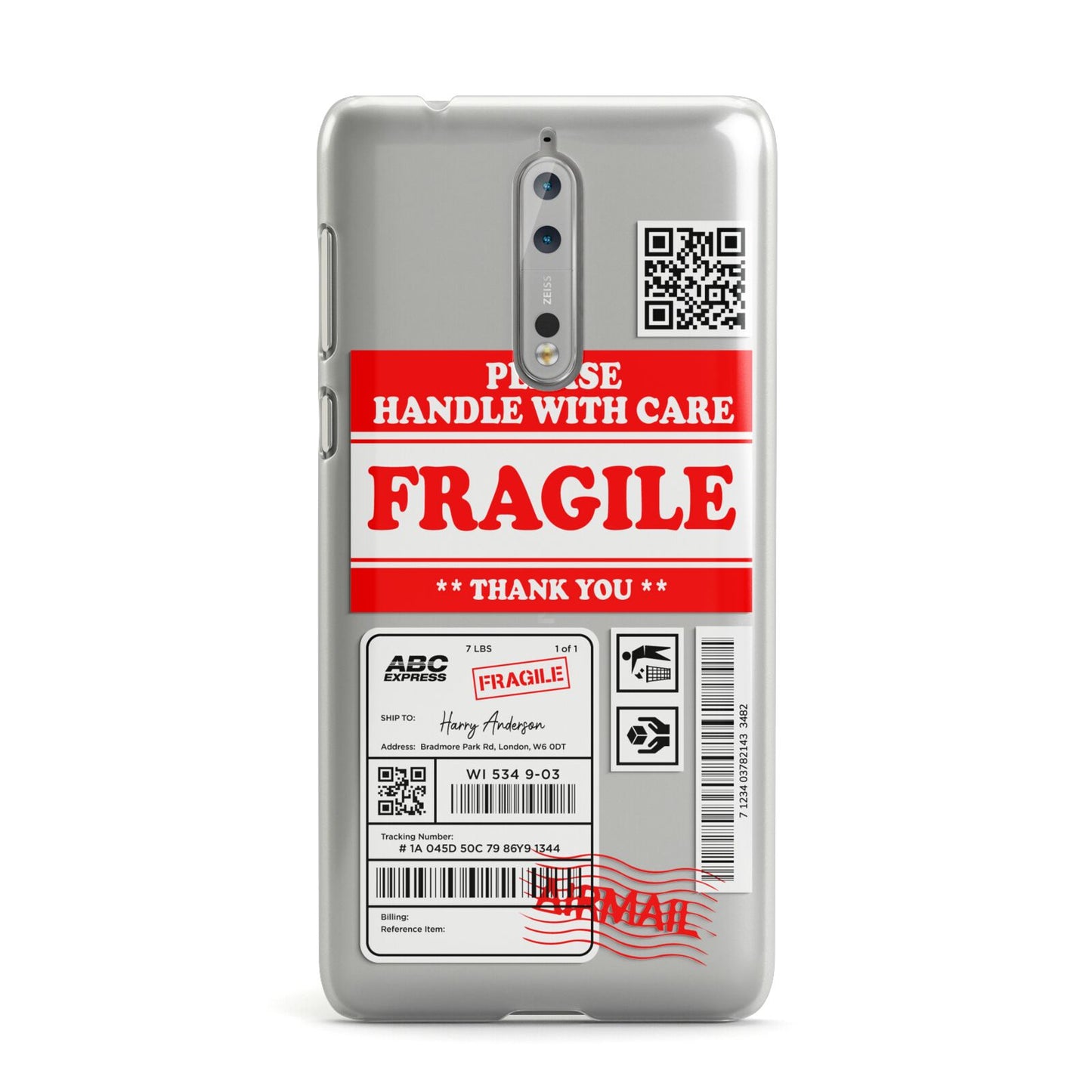 Fragile Parcel Stickers with Name Nokia Case