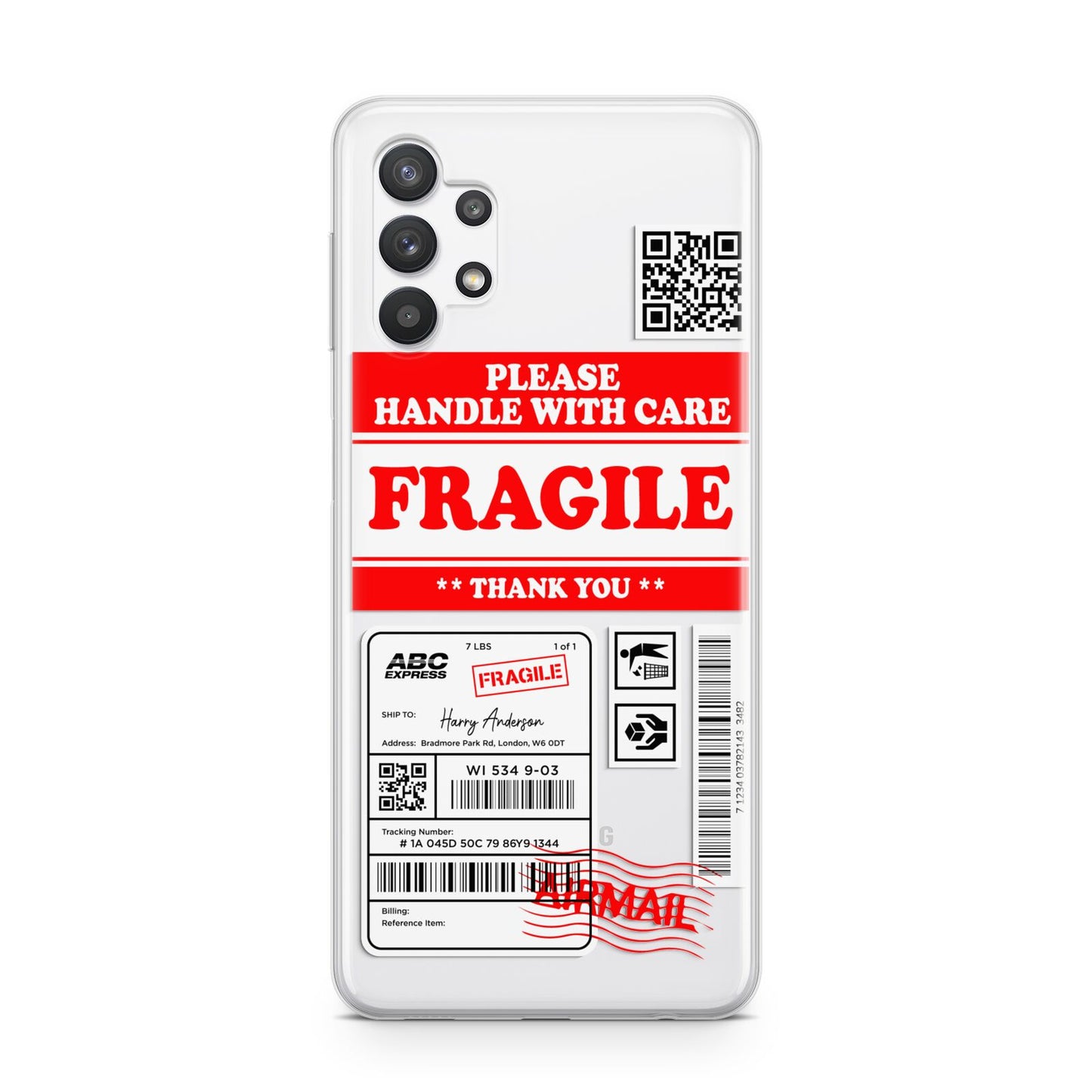 Fragile Parcel Stickers with Name Samsung A32 5G Case