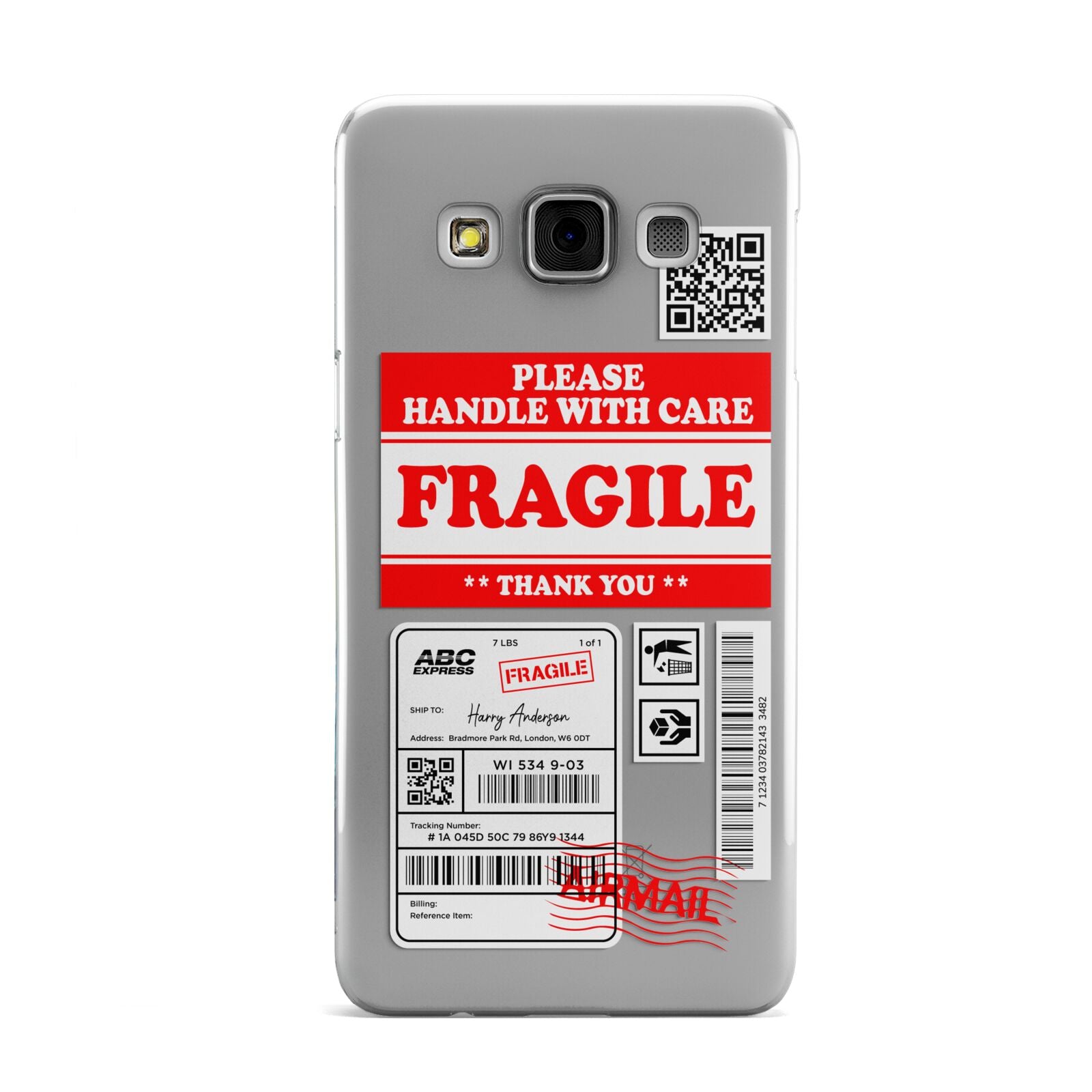 Fragile Parcel Stickers with Name Samsung Galaxy A3 Case