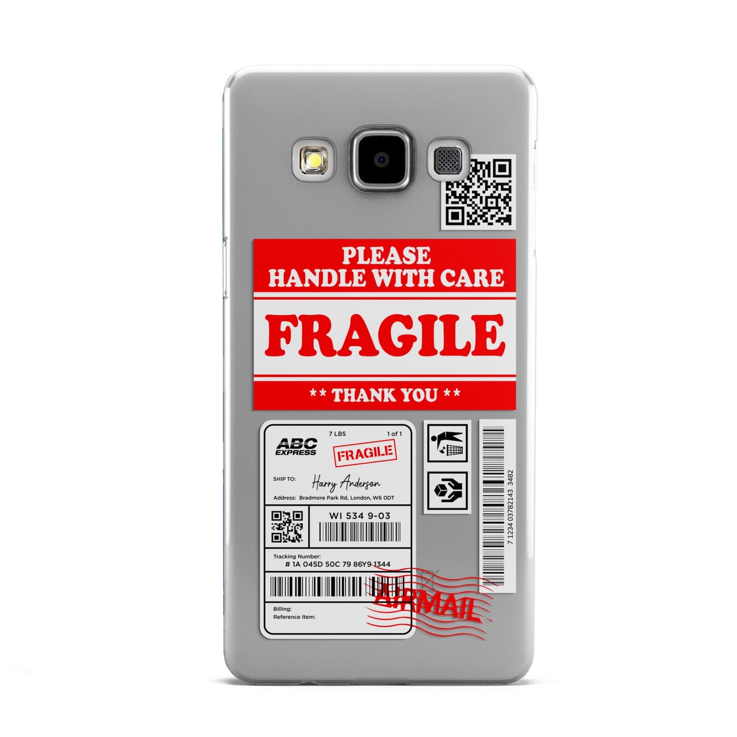 Fragile Parcel Stickers with Name Samsung Galaxy A5 Case