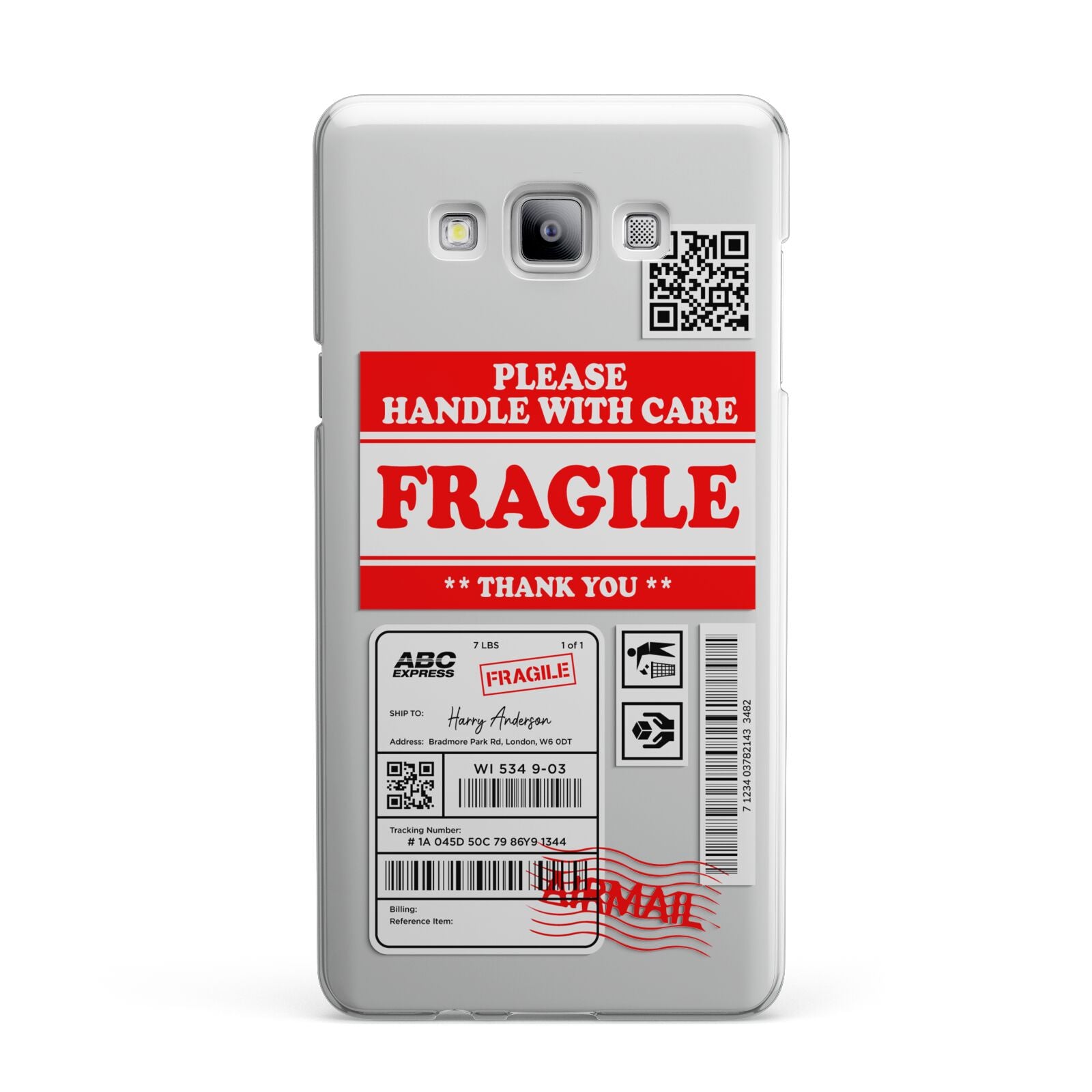 Fragile Parcel Stickers with Name Samsung Galaxy A7 2015 Case