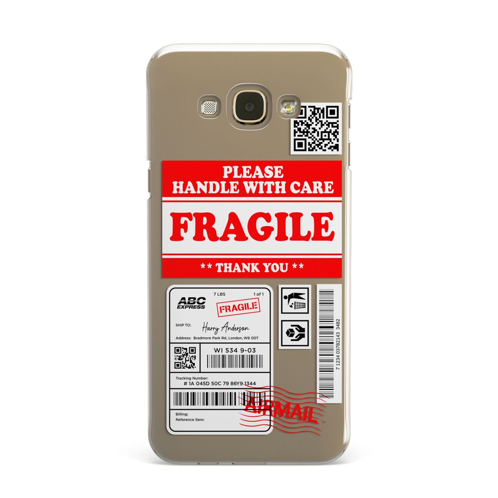 Fragile Parcel Stickers with Name Samsung Galaxy A8 Case