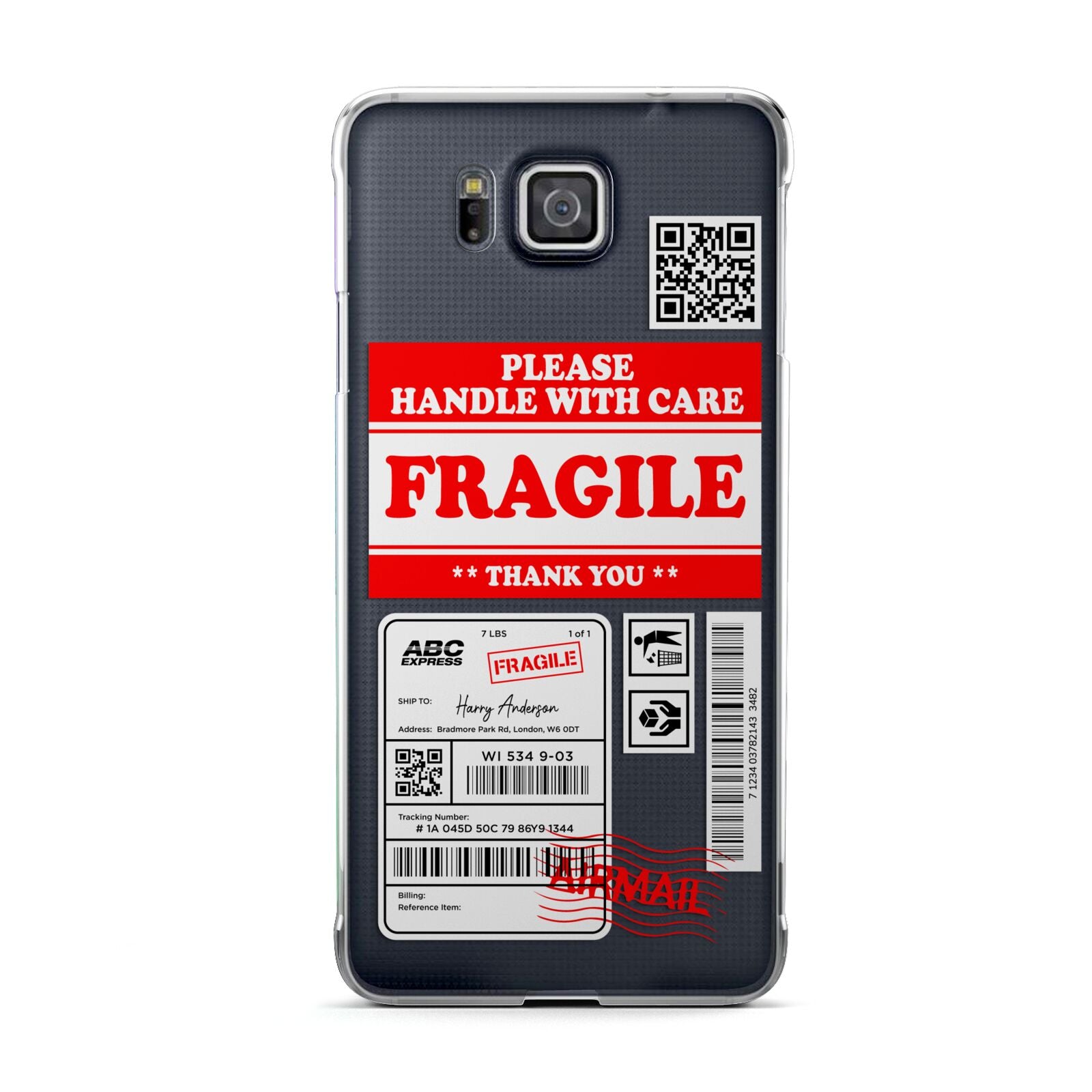 Fragile Parcel Stickers with Name Samsung Galaxy Alpha Case