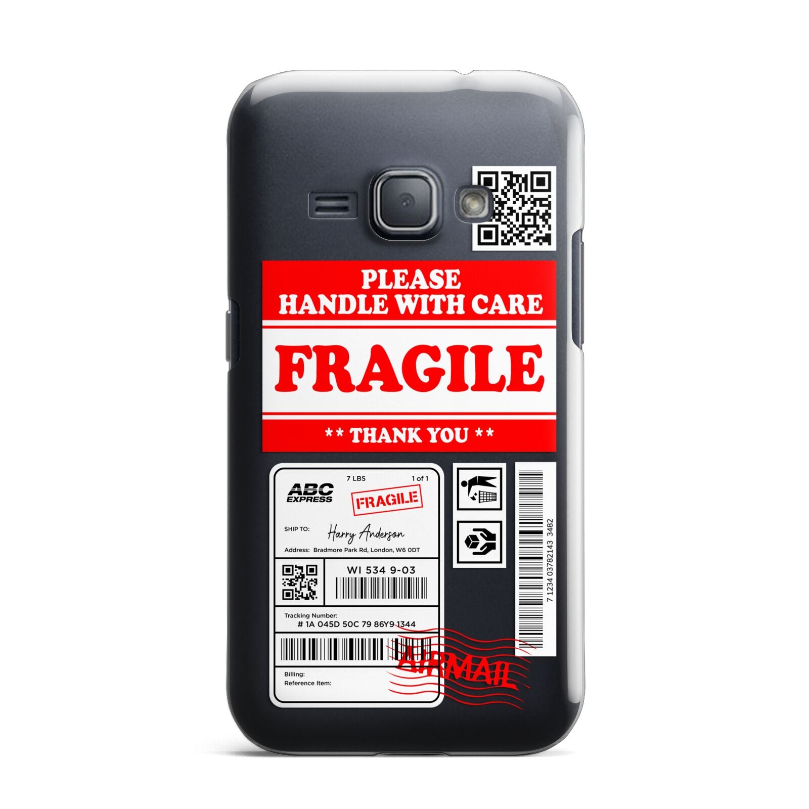 Fragile Parcel Stickers with Name Samsung Galaxy J1 2016 Case