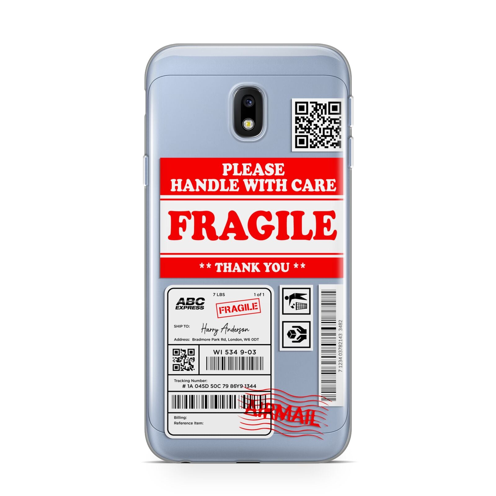 Fragile Parcel Stickers with Name Samsung Galaxy J3 2017 Case