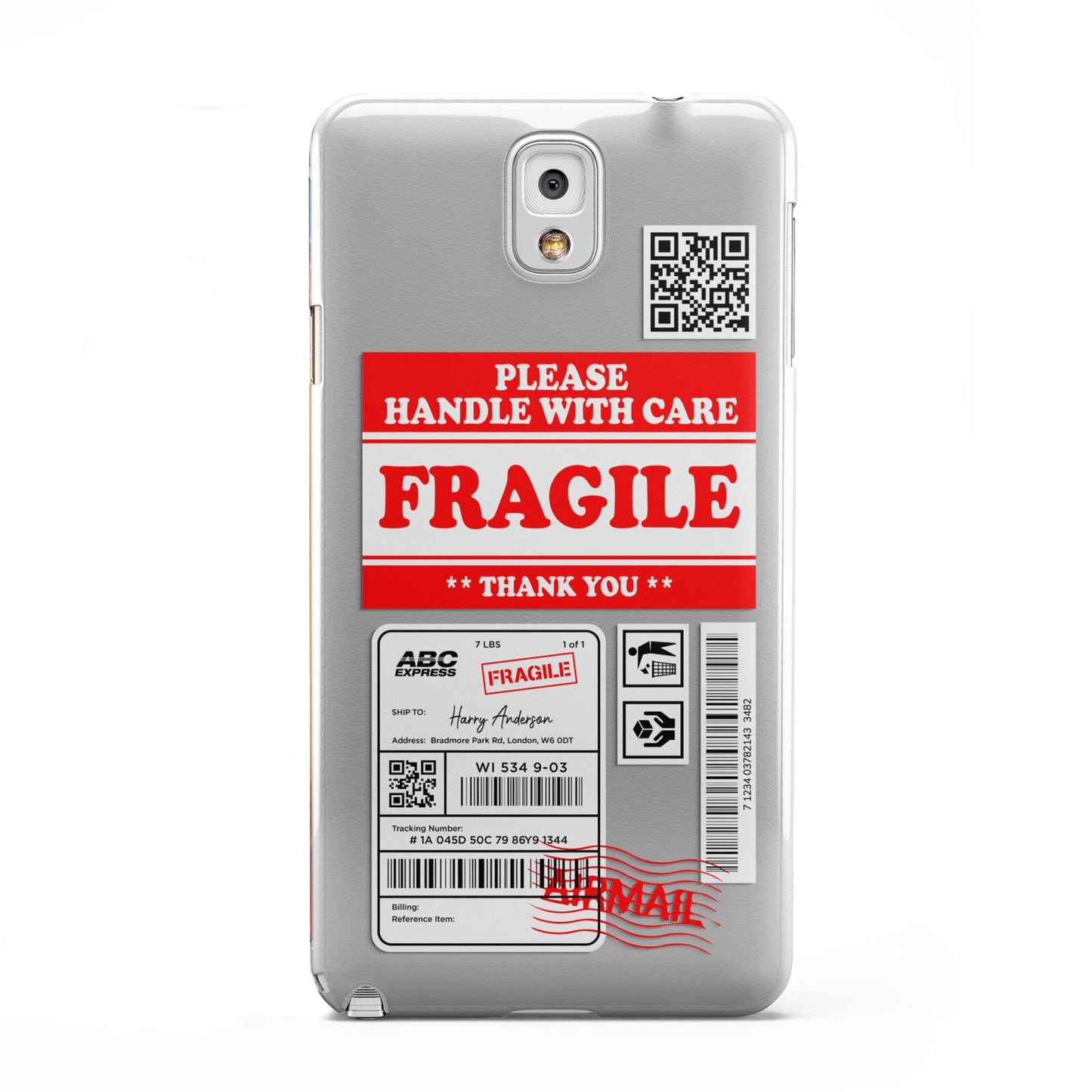 Fragile Parcel Stickers with Name Samsung Galaxy Note 3 Case