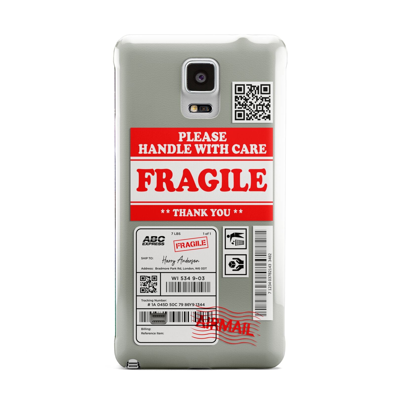 Fragile Parcel Stickers with Name Samsung Galaxy Note 4 Case