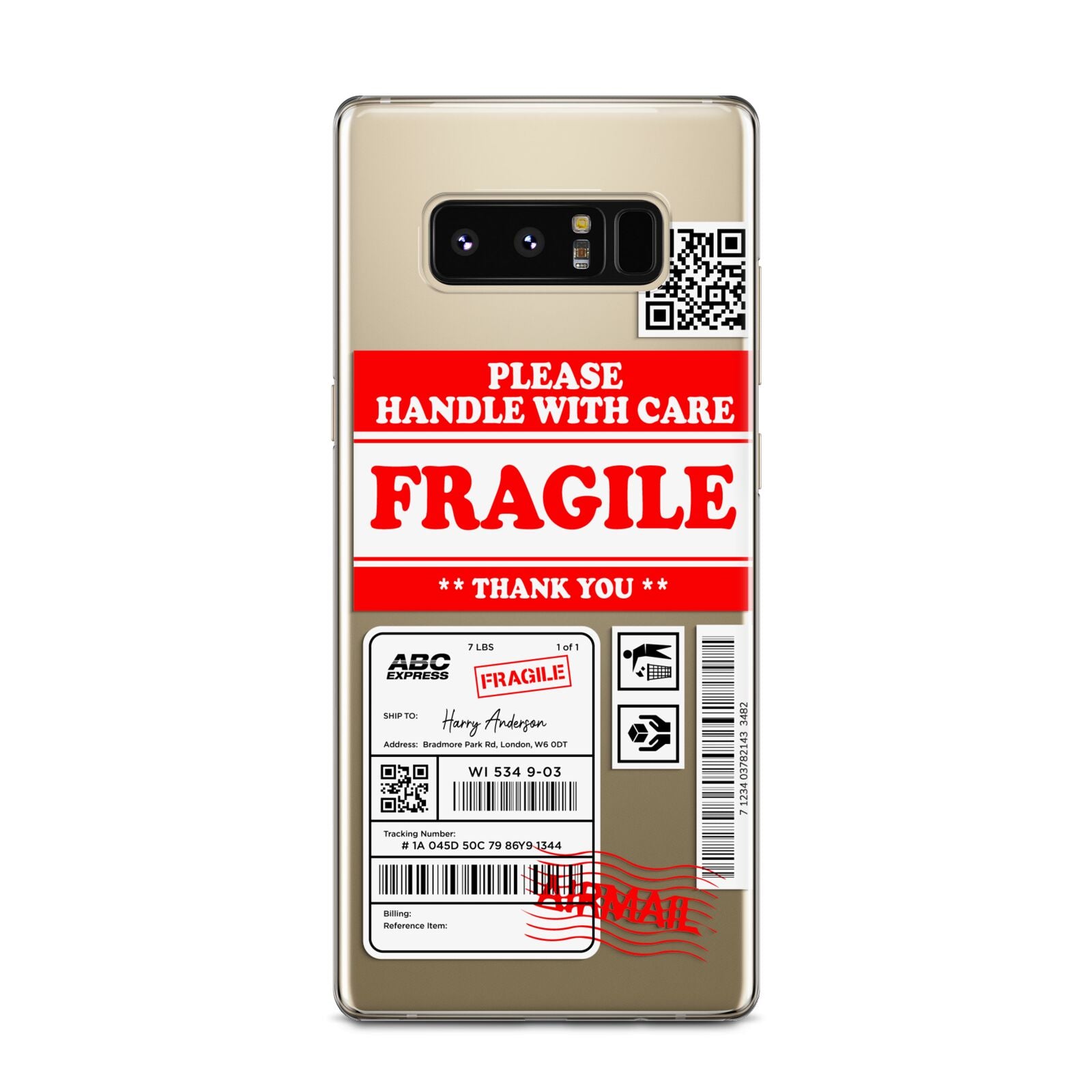 Fragile Parcel Stickers with Name Samsung Galaxy Note 8 Case