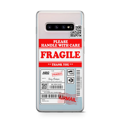 Fragile Parcel Stickers with Name Samsung Galaxy S10 Case