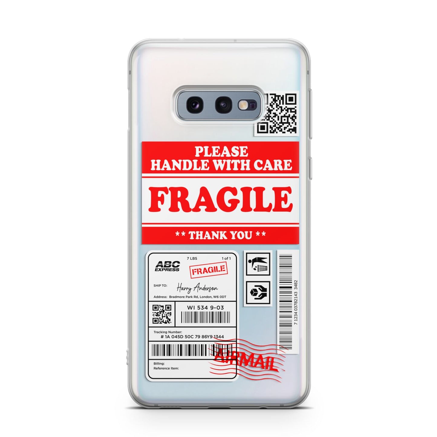 Fragile Parcel Stickers with Name Samsung Galaxy S10E Case