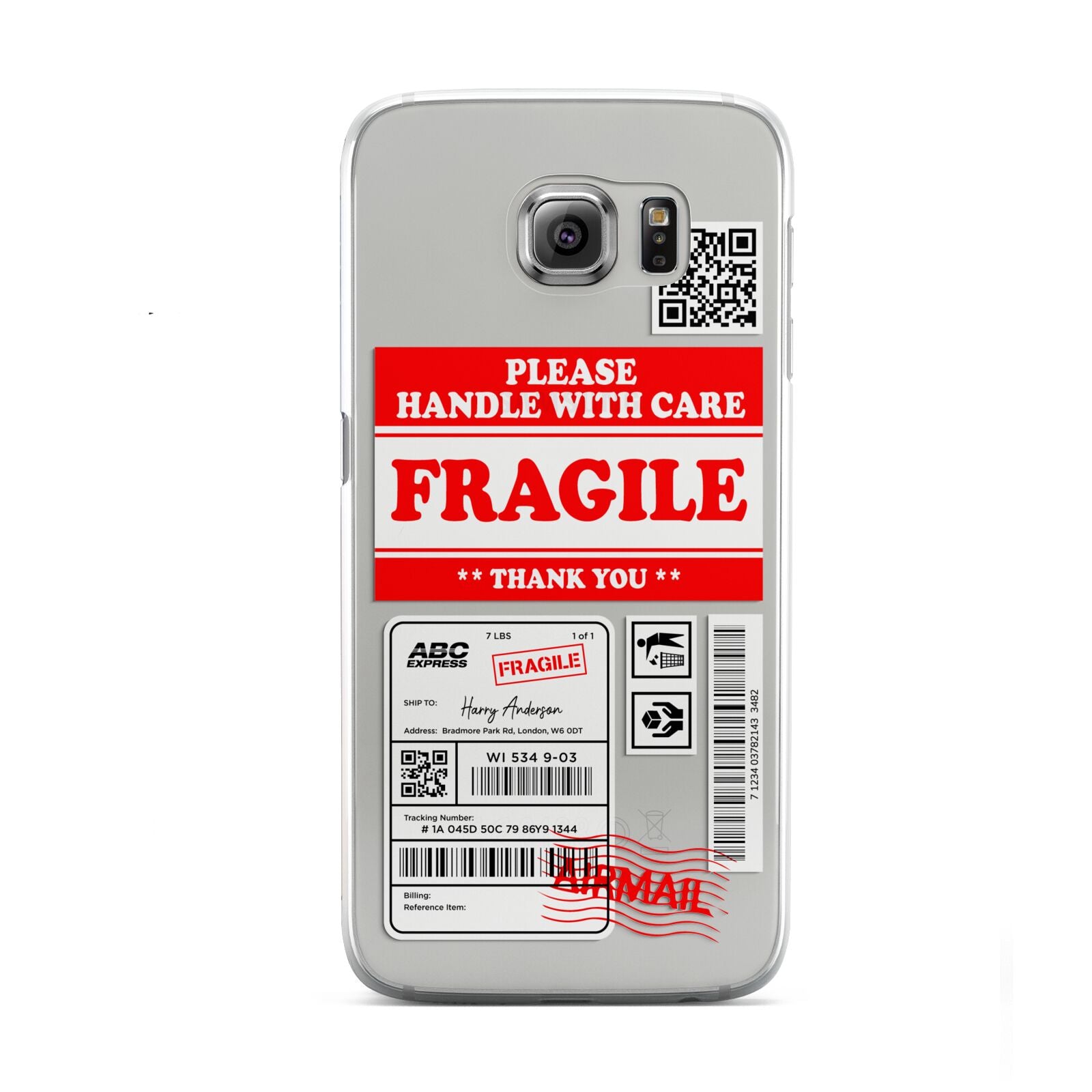 Fragile Parcel Stickers with Name Samsung Galaxy S6 Case