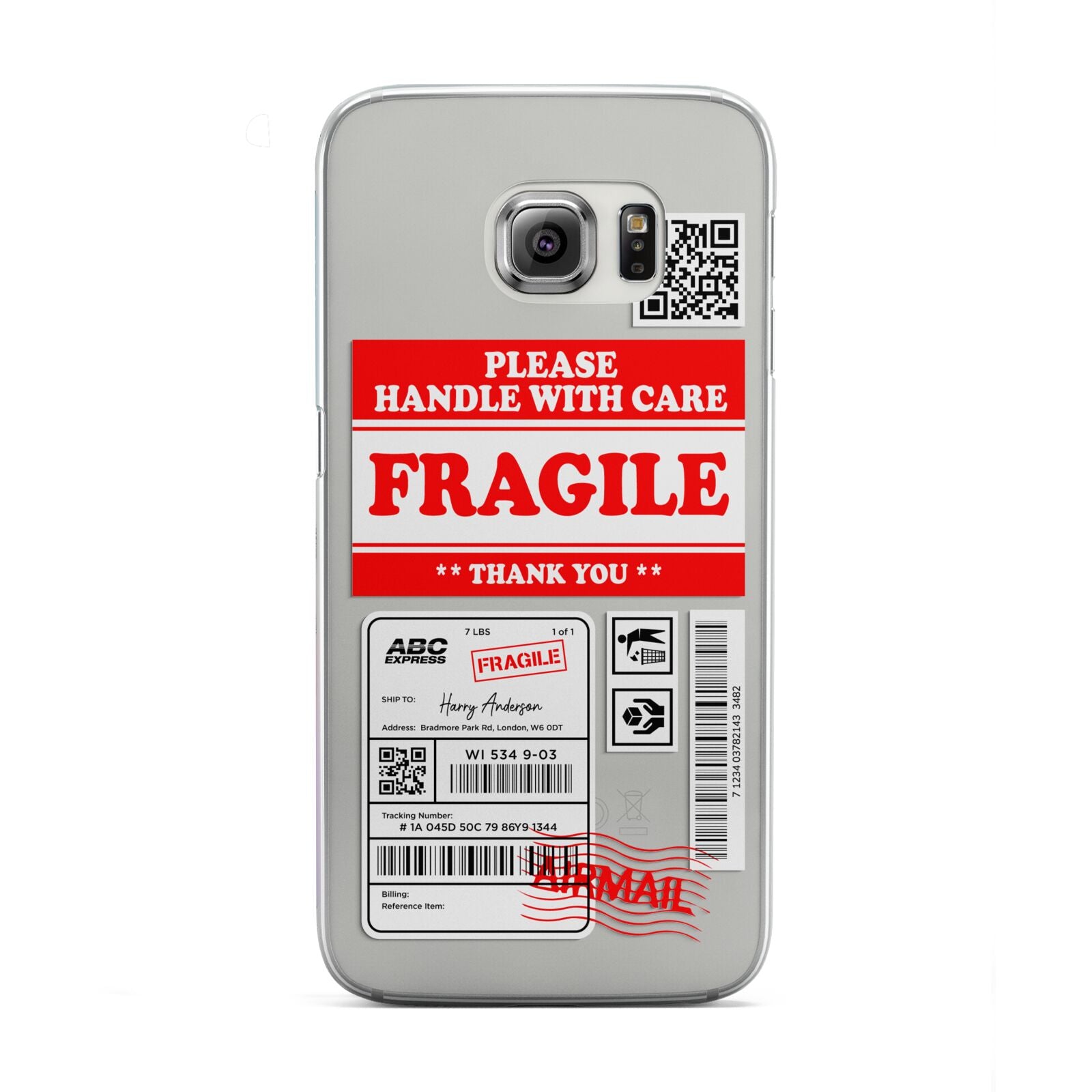 Fragile Parcel Stickers with Name Samsung Galaxy S6 Edge Case