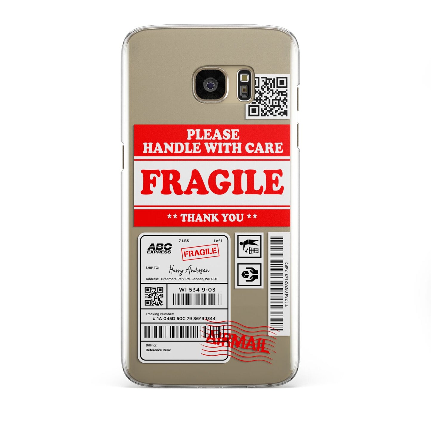 Fragile Parcel Stickers with Name Samsung Galaxy S7 Edge Case