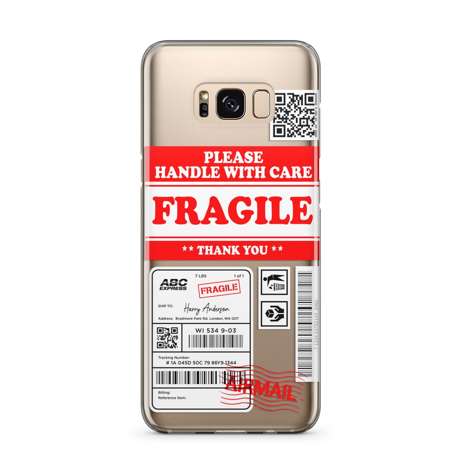 Fragile Parcel Stickers with Name Samsung Galaxy S8 Plus Case