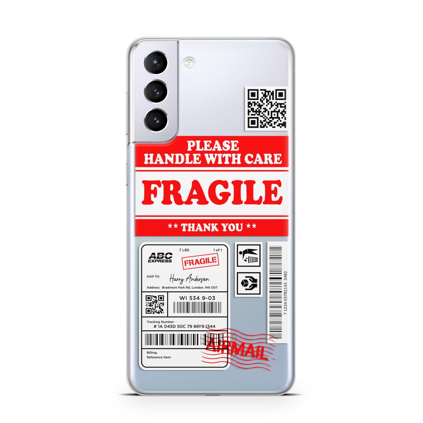 Fragile Parcel Stickers with Name Samsung S21 Plus Case