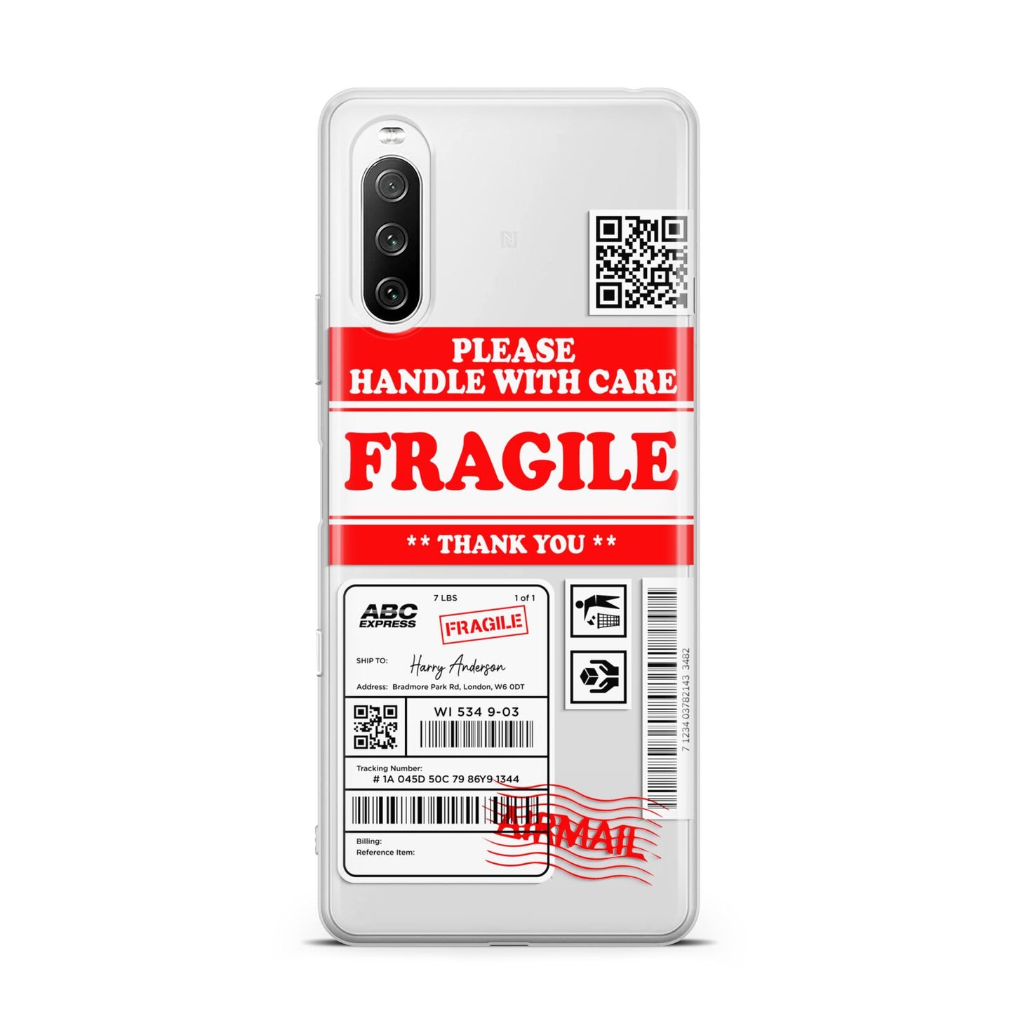 Fragile Parcel Stickers with Name Sony Xperia 10 III Case