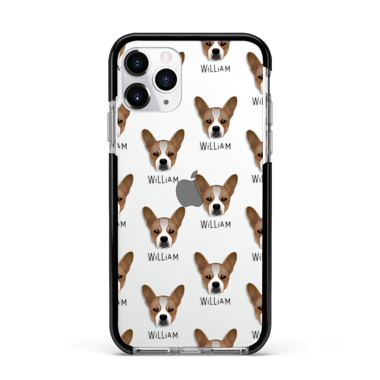 French Bull Jack Icon with Name Apple iPhone 11 Pro in Silver with Black Impact Case