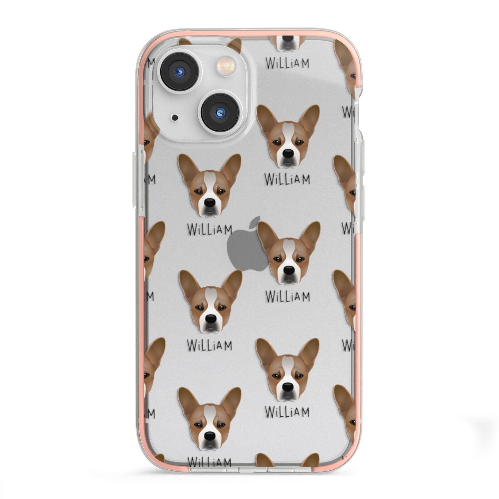French Bull Jack Icon with Name iPhone 13 Mini TPU Impact Case with Pink Edges