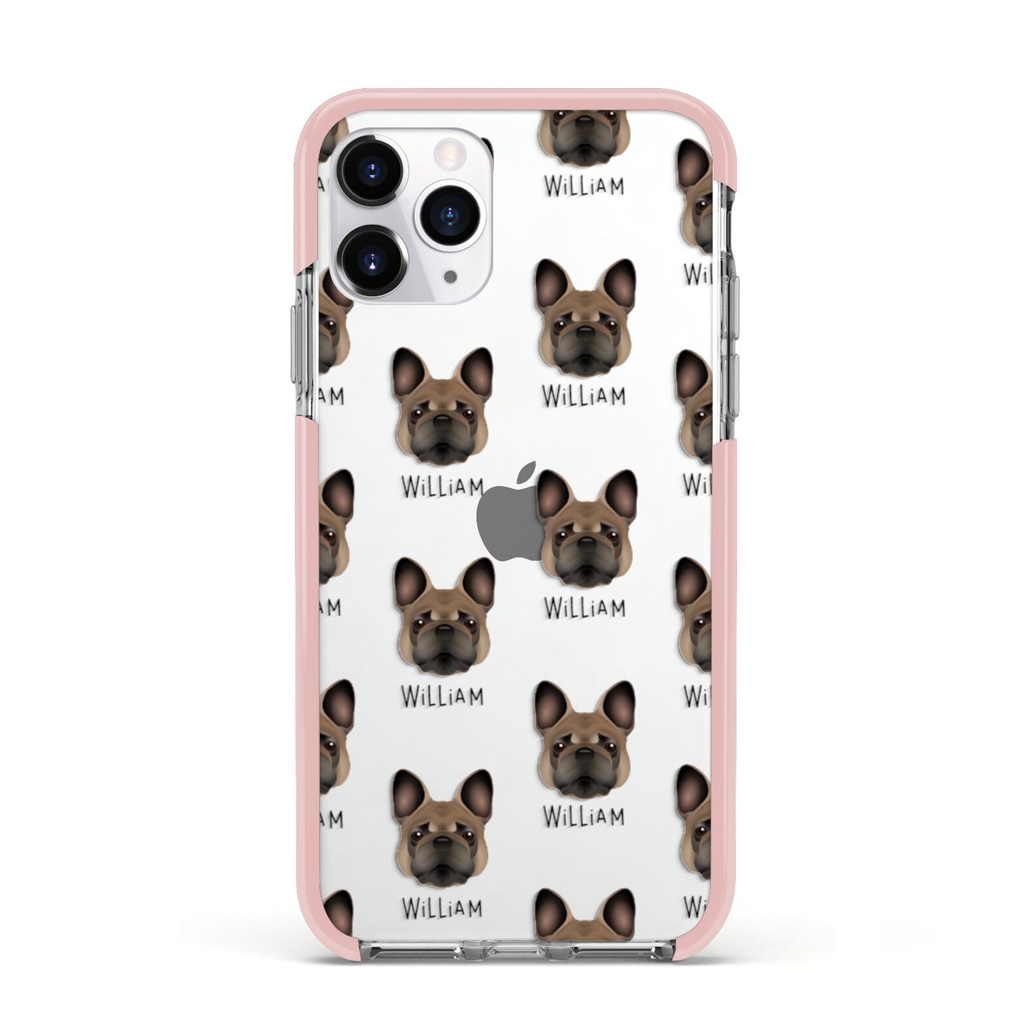 French Bulldog Icon with Name Apple iPhone 11 Pro in Silver with Pink Impact Case