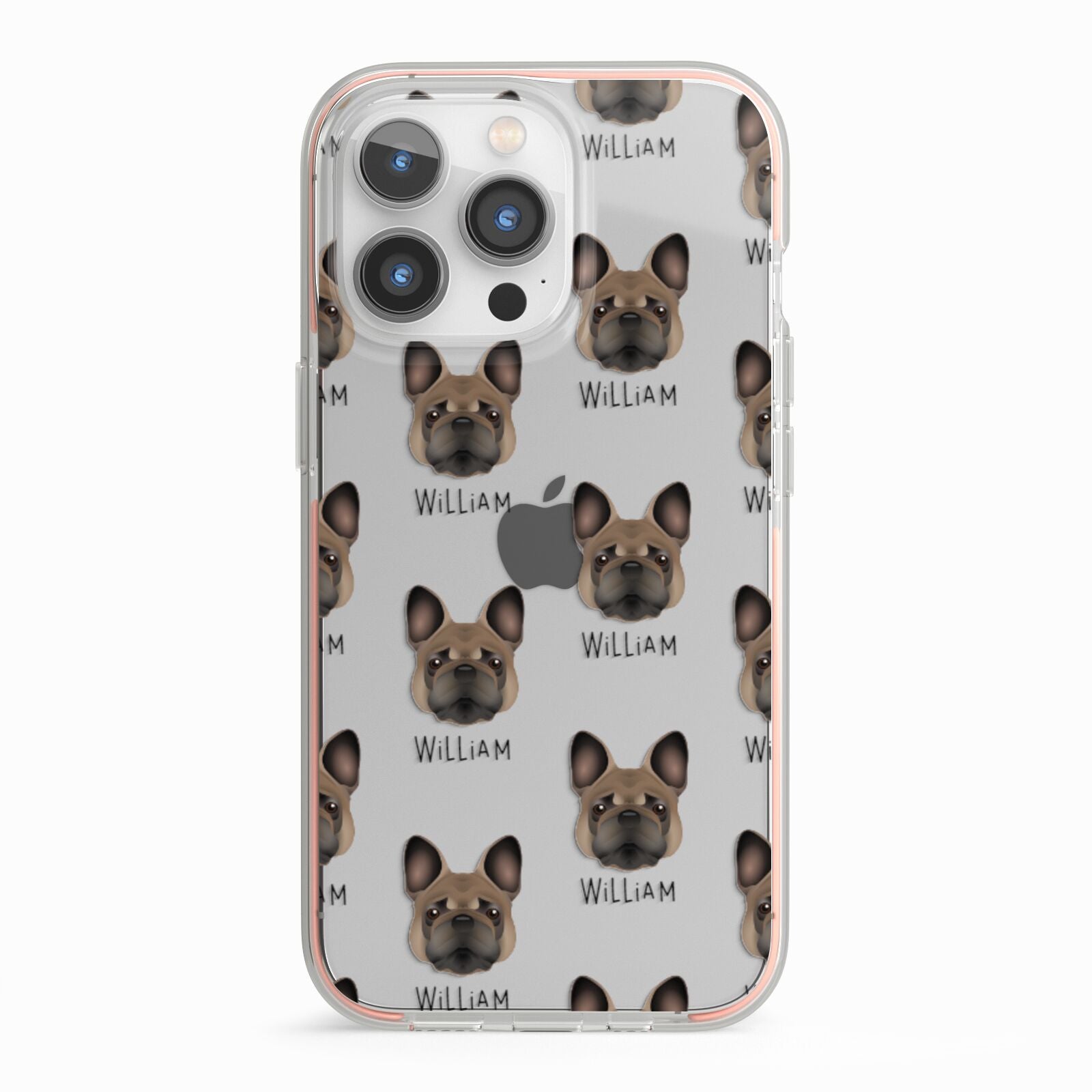 French Bulldog Icon with Name iPhone 13 Pro TPU Impact Case with Pink Edges