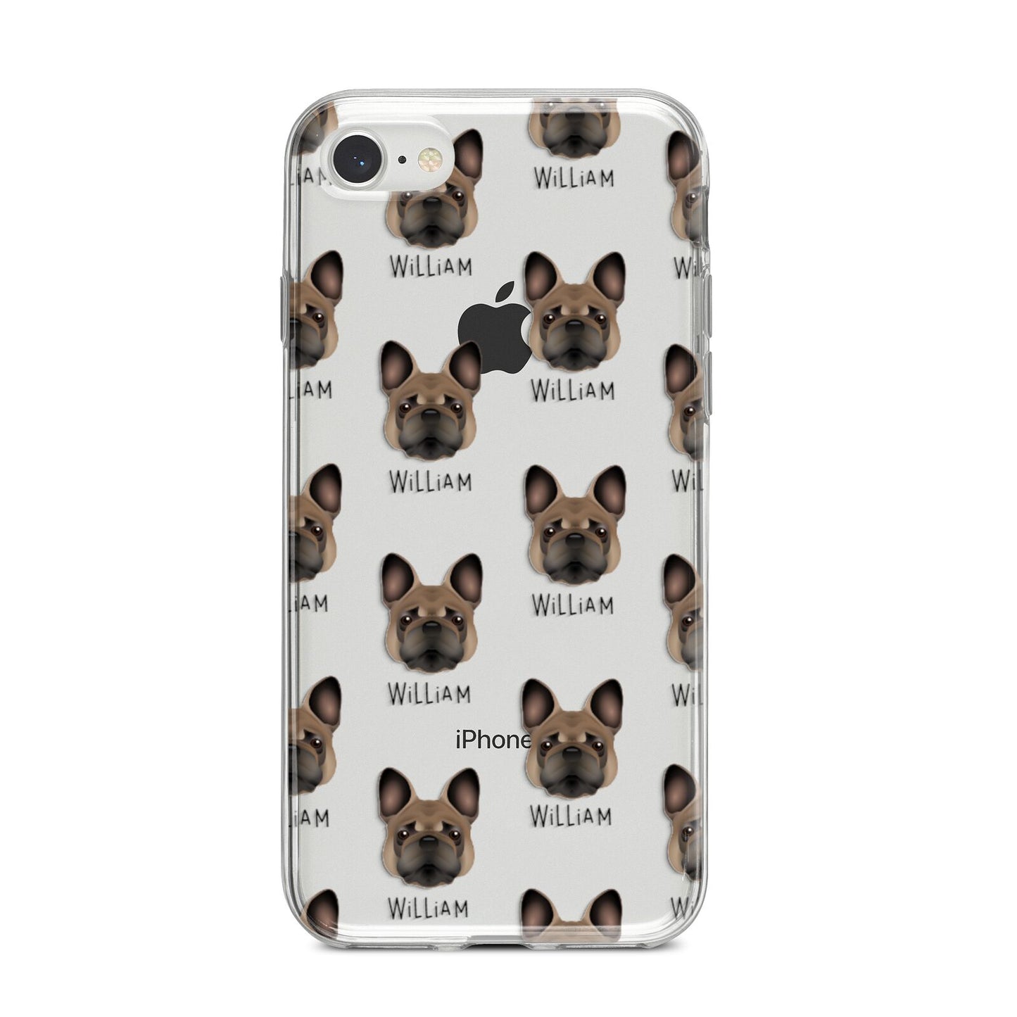 French Bulldog Icon with Name iPhone 8 Bumper Case on Silver iPhone