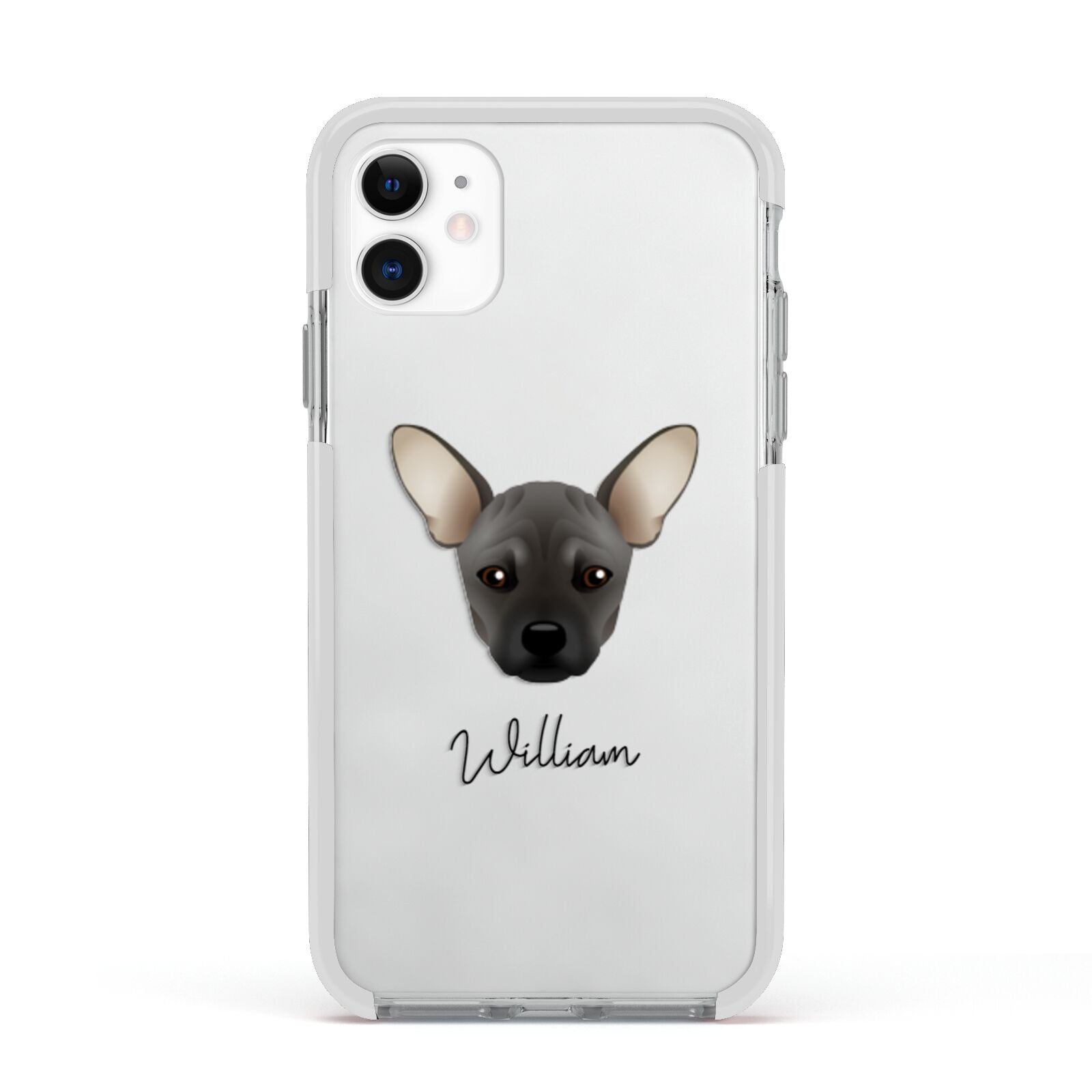 French Pin Personalised Apple iPhone 11 in White with White Impact Case