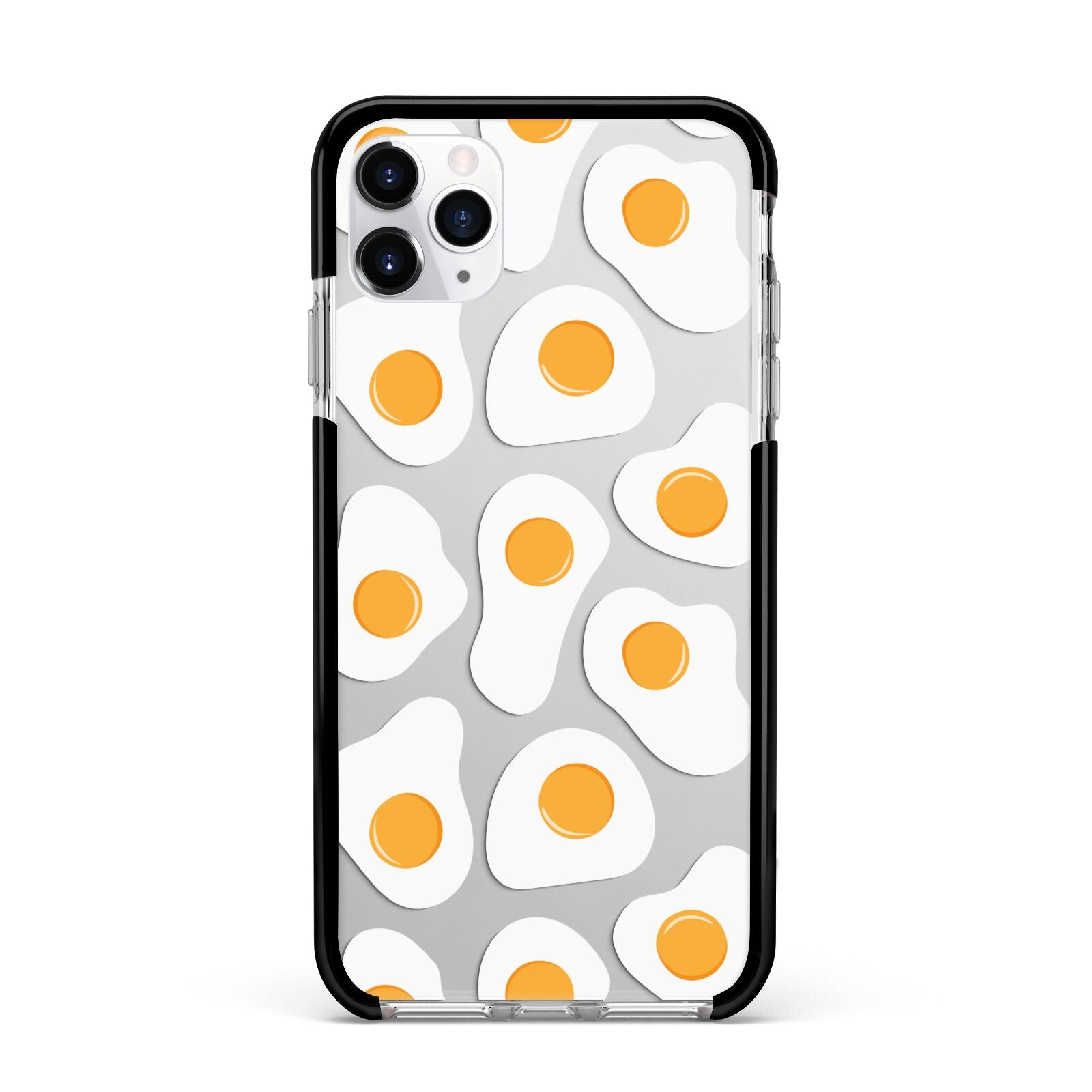 Fried Egg Apple iPhone 11 Pro Max in Silver with Black Impact Case