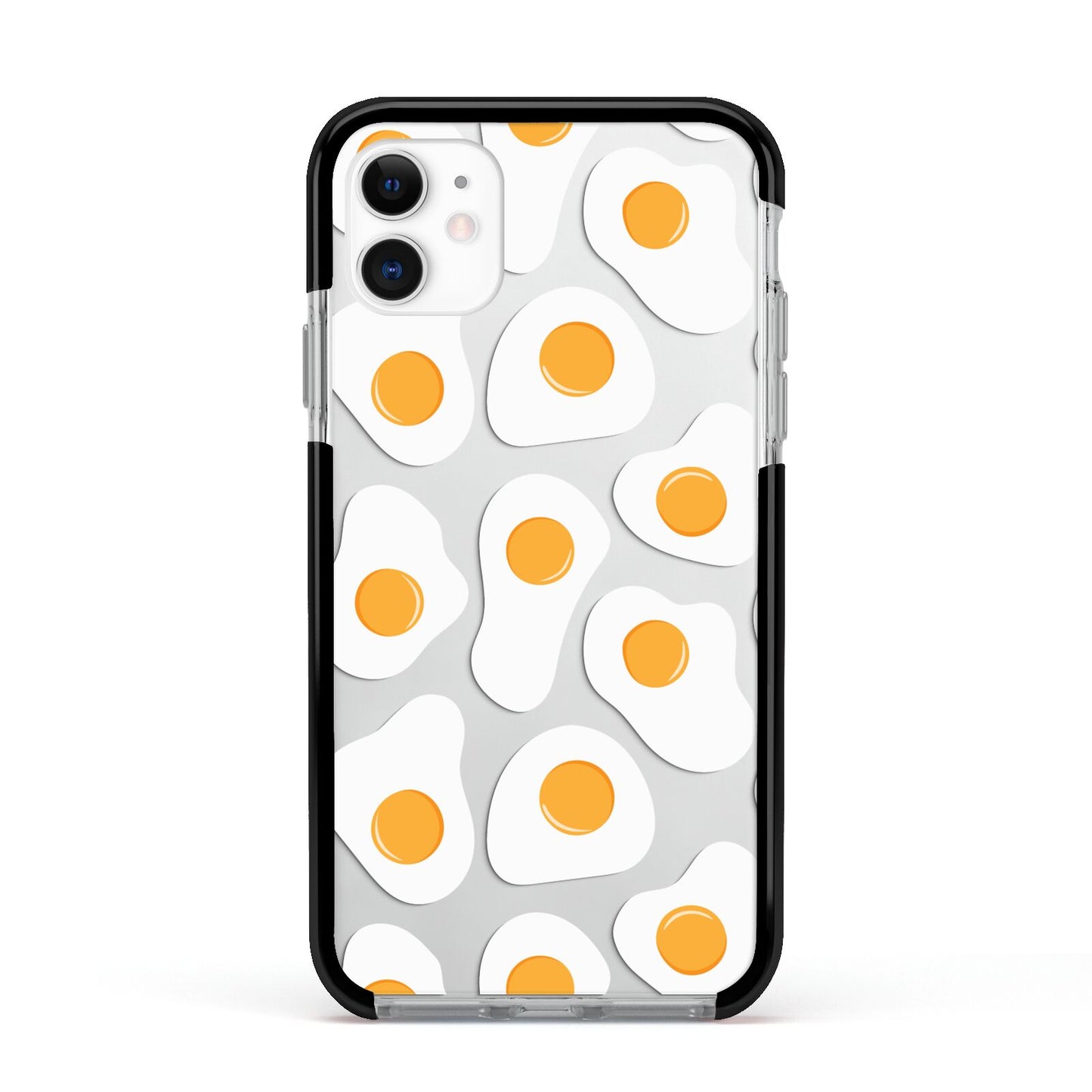 Fried Egg Apple iPhone 11 in White with Black Impact Case