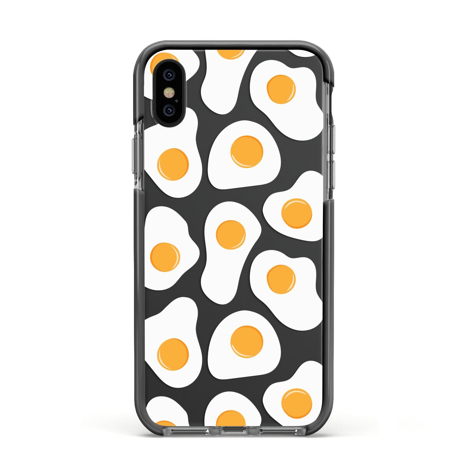 Fried Egg Apple iPhone Xs Impact Case Black Edge on Black Phone