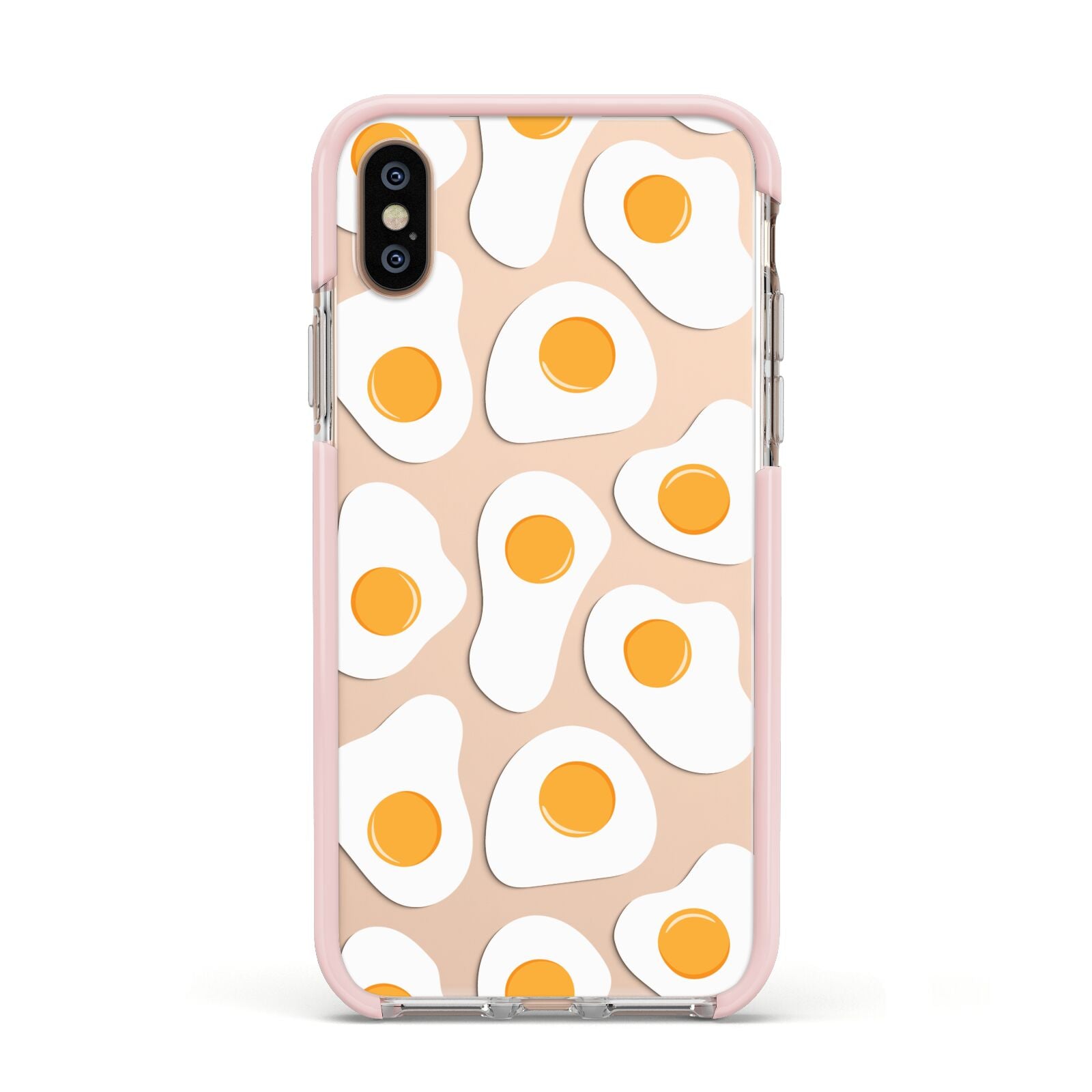 Fried Egg Apple iPhone Xs Impact Case Pink Edge on Gold Phone