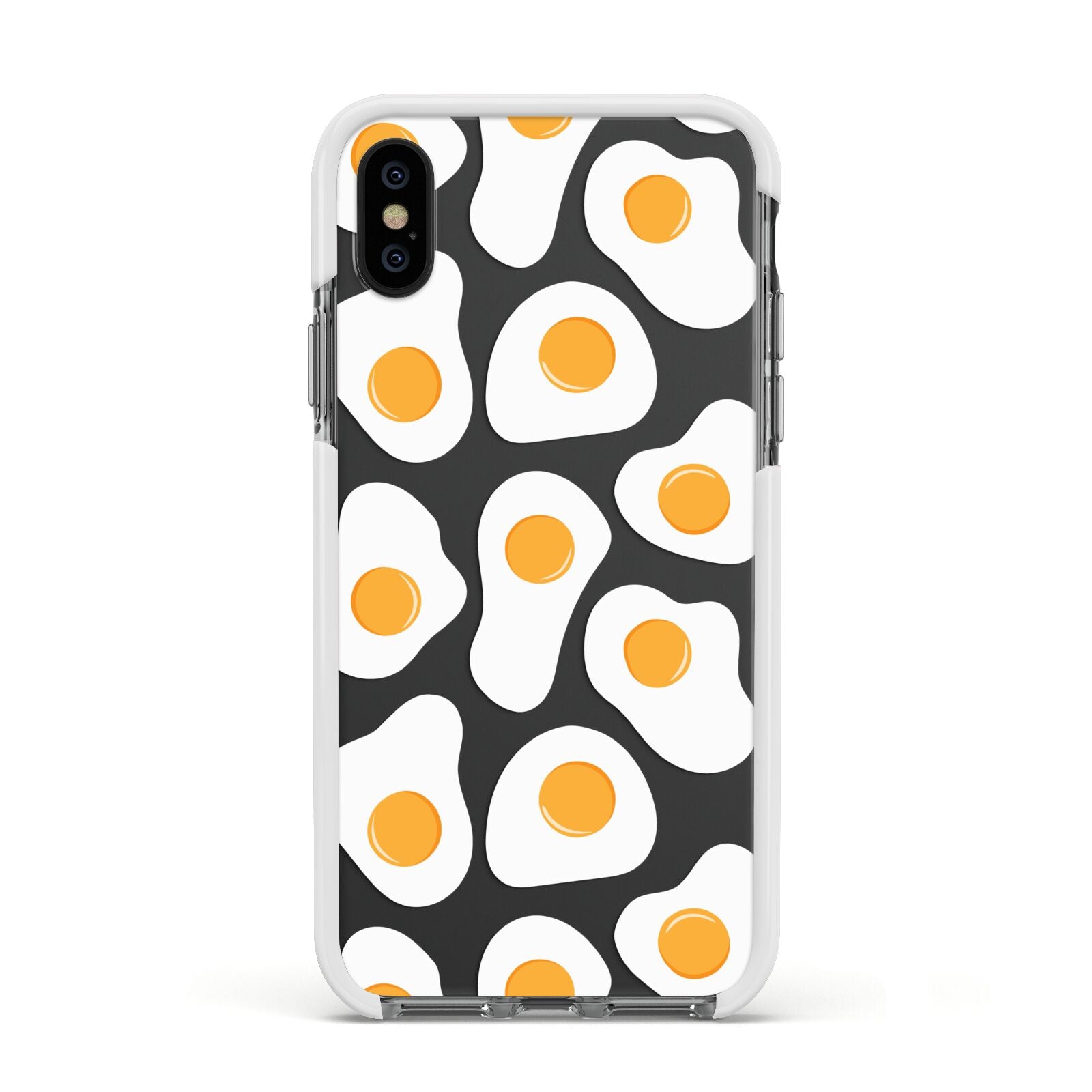 Fried Egg Apple iPhone Xs Impact Case White Edge on Black Phone