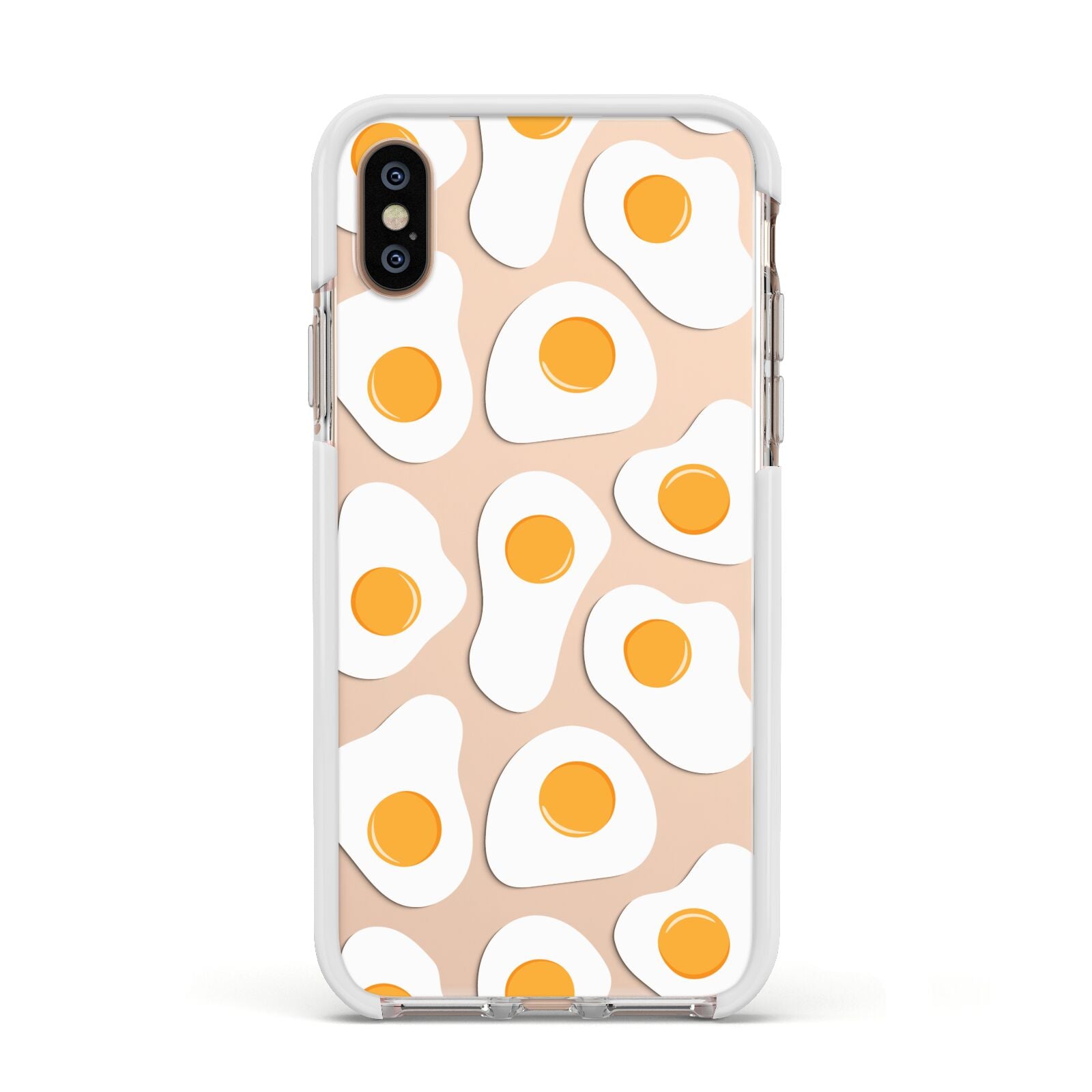 Fried Egg Apple iPhone Xs Impact Case White Edge on Gold Phone