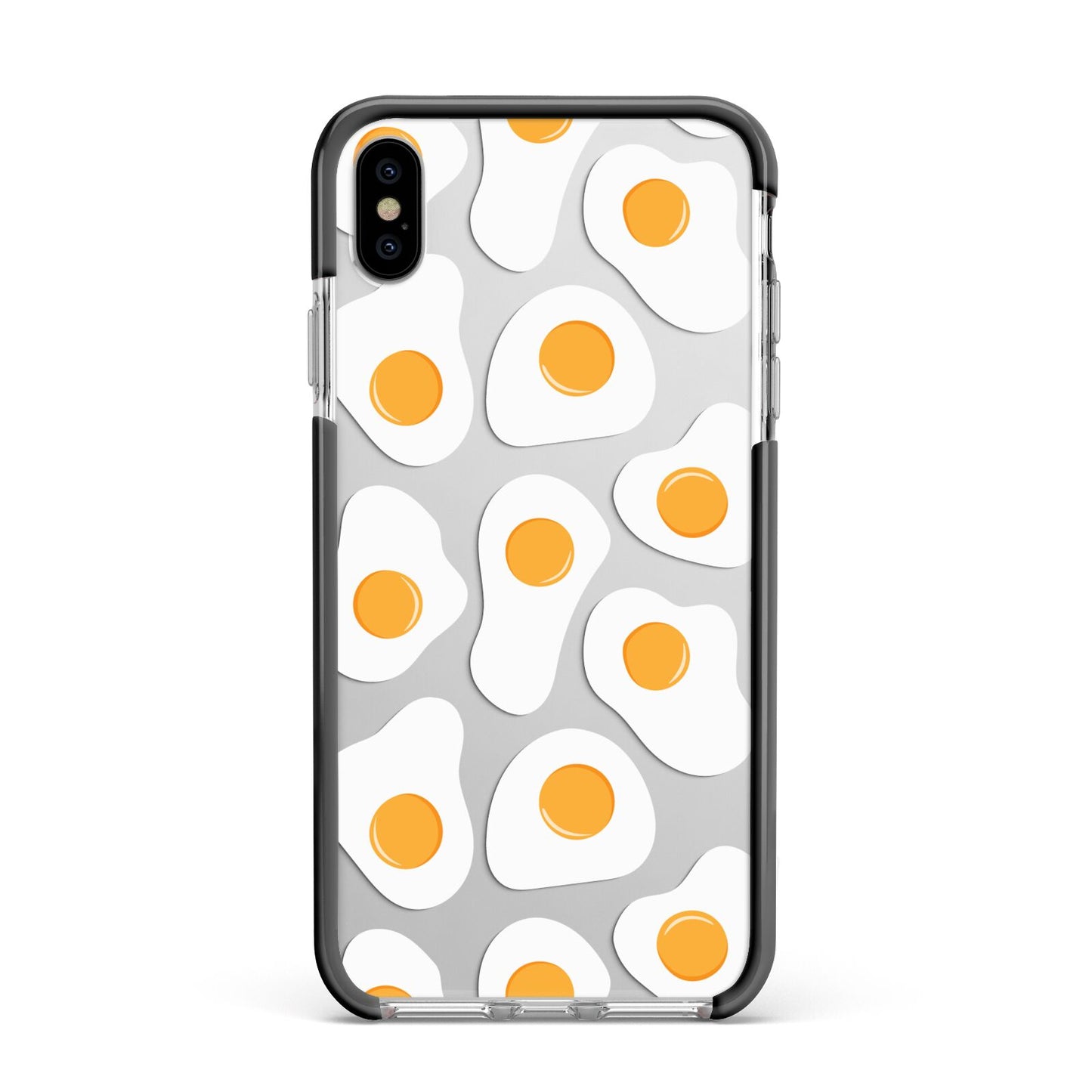 Fried Egg Apple iPhone Xs Max Impact Case Black Edge on Silver Phone