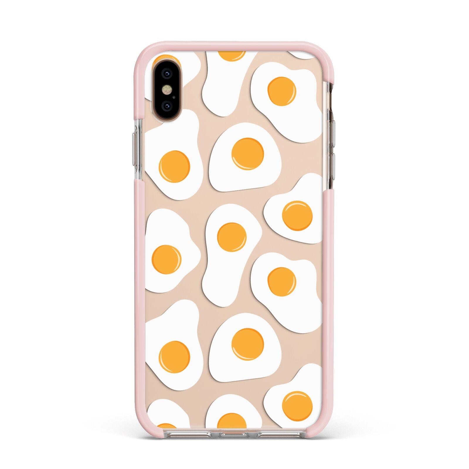 Fried Egg Apple iPhone Xs Max Impact Case Pink Edge on Gold Phone