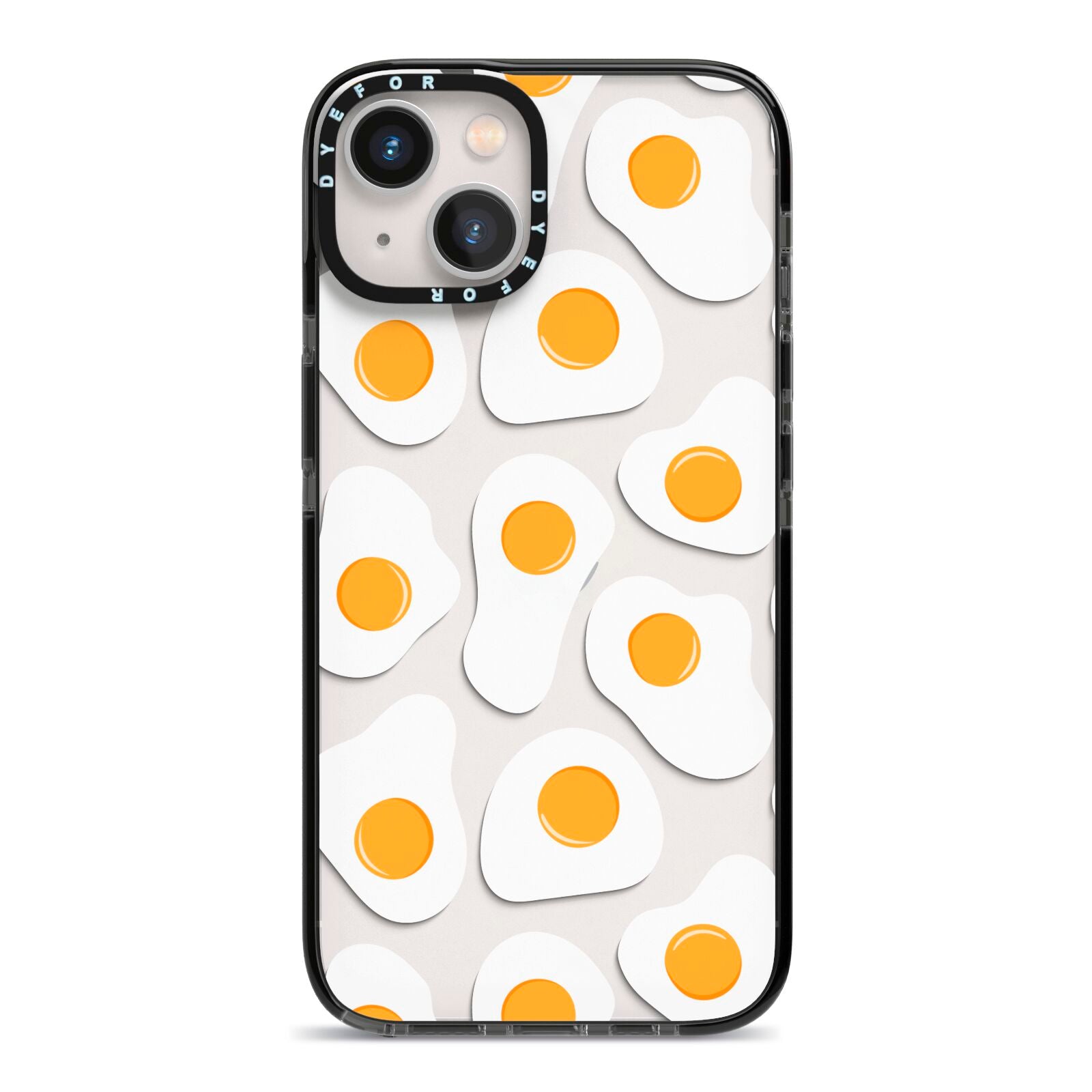 Fried Egg iPhone 13 Black Impact Case on Silver phone