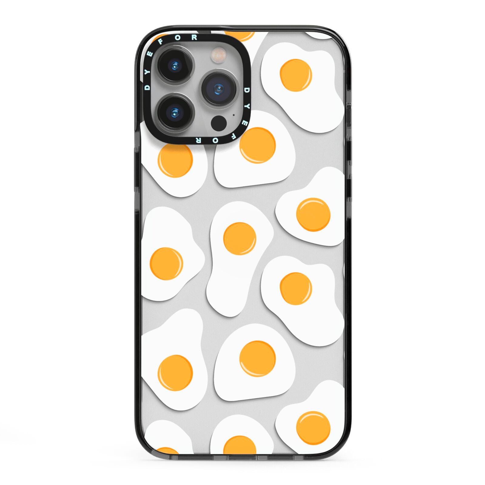 Fried Egg iPhone 13 Pro Max Black Impact Case on Silver phone