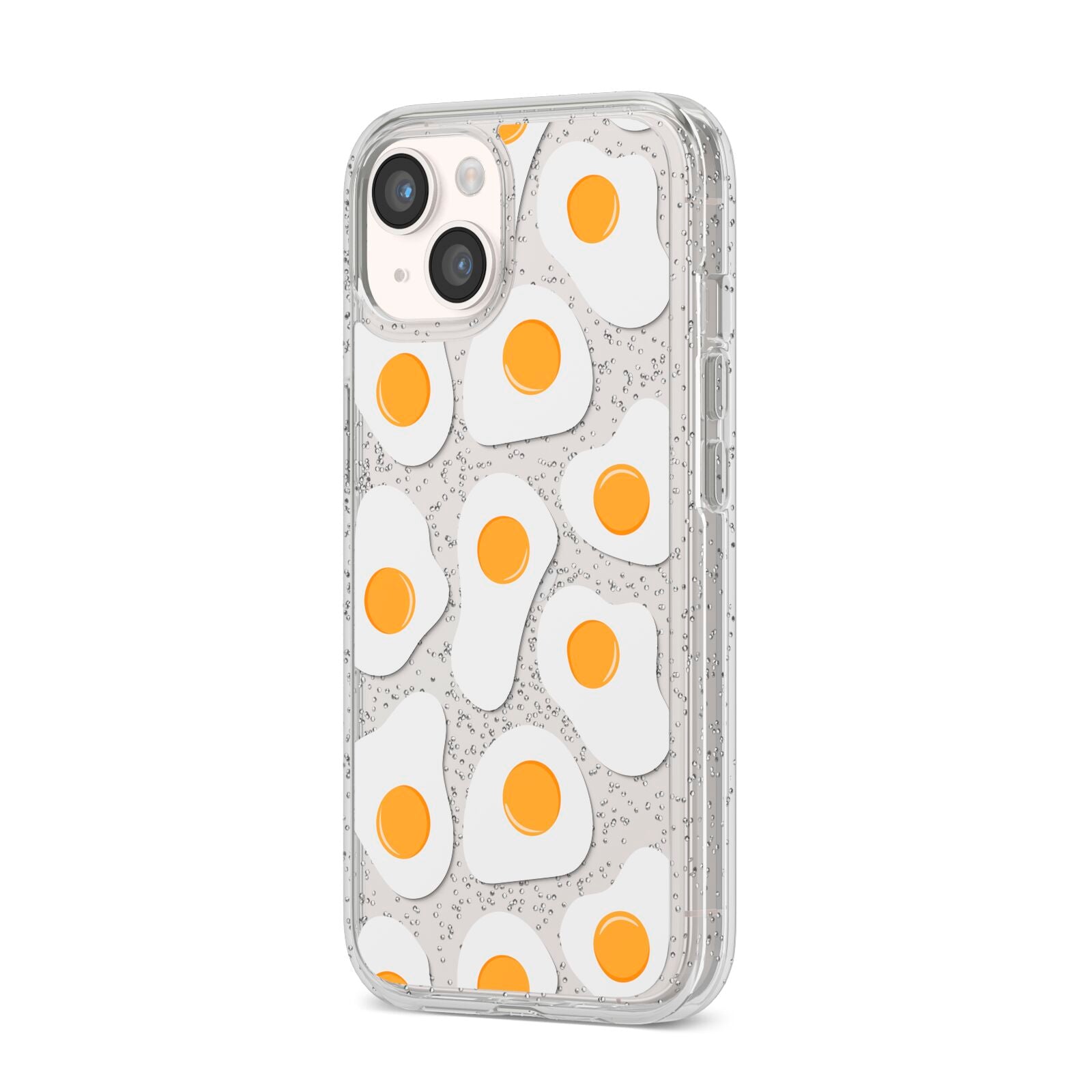 Fried Egg iPhone 14 Glitter Tough Case Starlight Angled Image