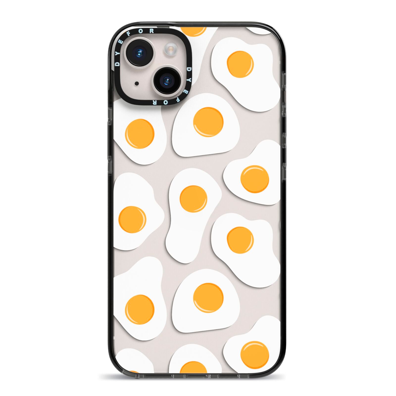 Fried Egg iPhone 14 Plus Black Impact Case on Silver phone